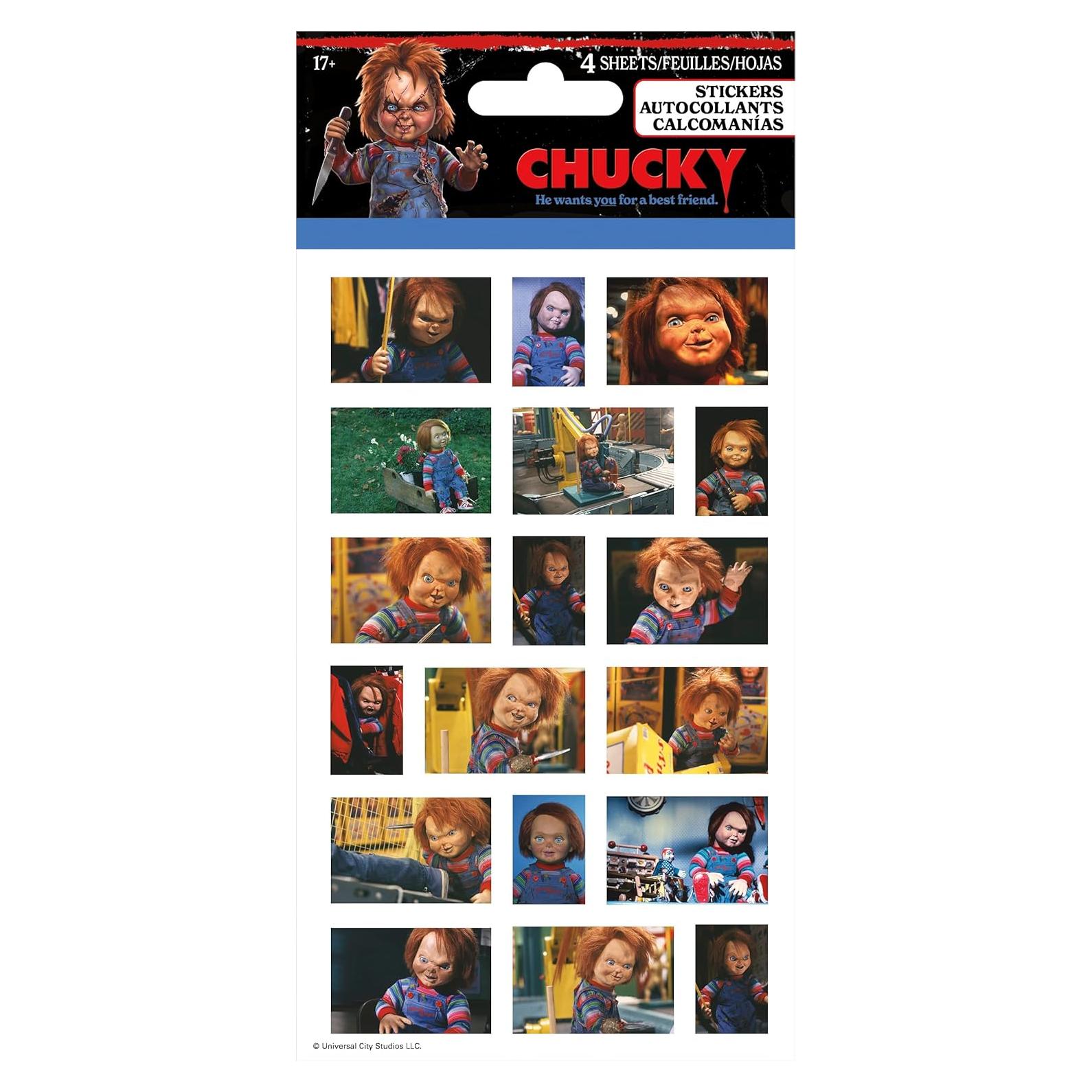Juego de Stickers Chucky - 4 Hojas Licenciadas Trends International