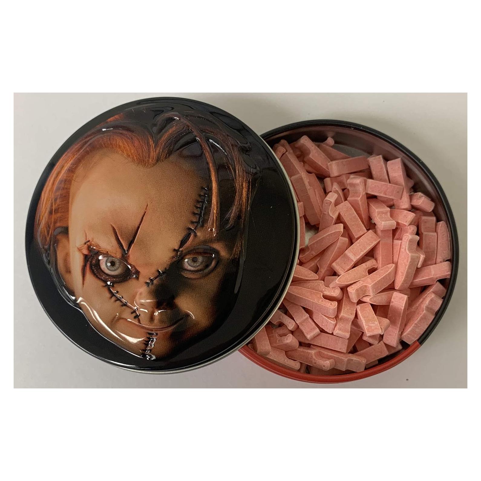 Caramelos de Cereza Ácida Chucky 34g - Lata Coleccionable