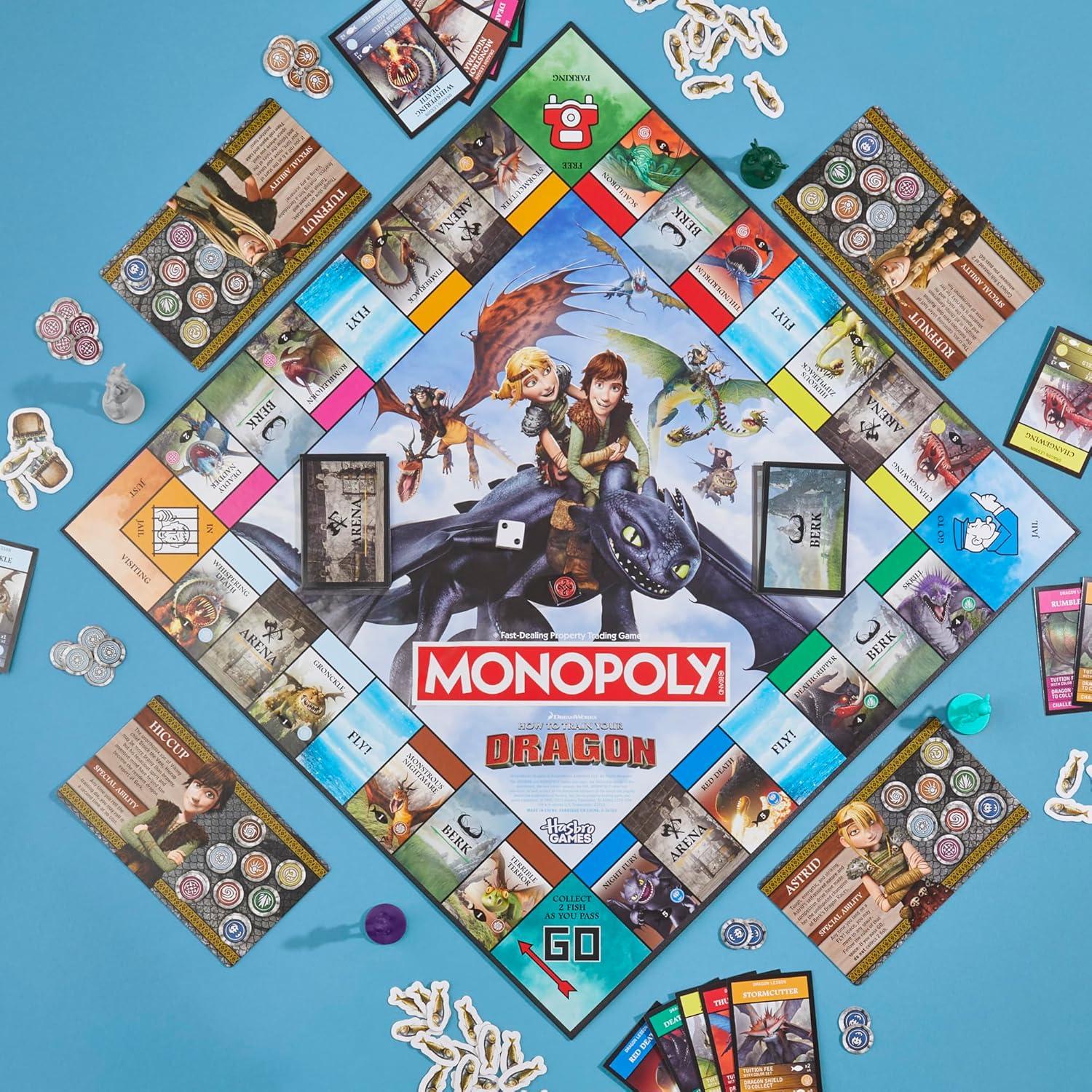 Monopoly DreamWorks Cómo Entrenar a Tu Dragón - Juego de Mesa Familiar