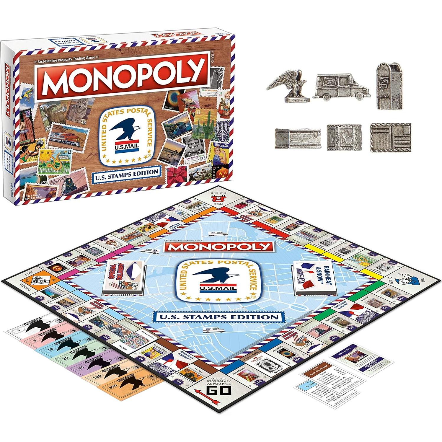Monopoly Edición Sellos de EE. UU. USAOPOLY - Juego Clásico