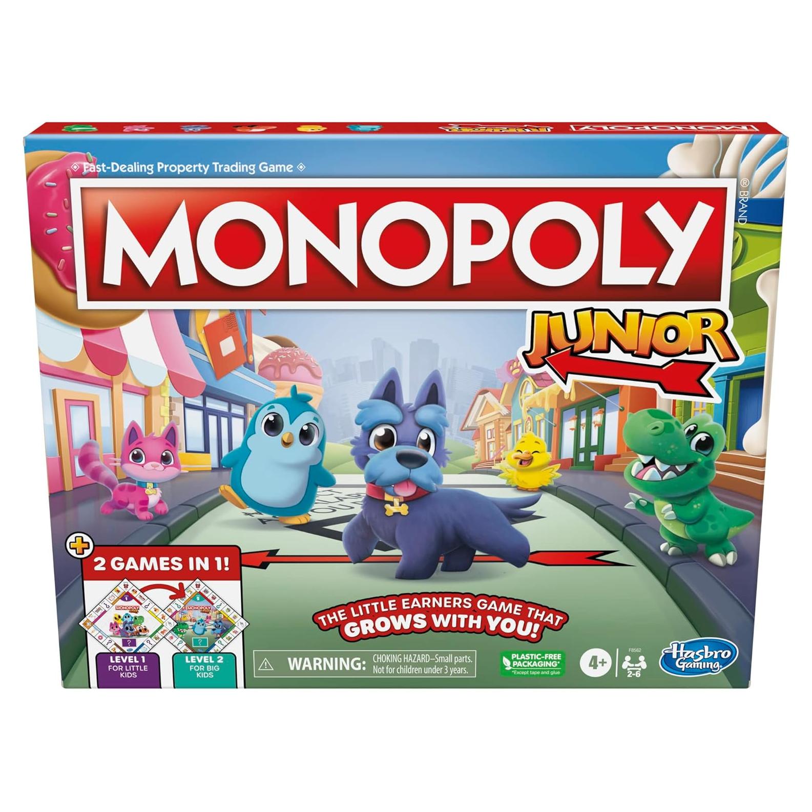 Juego de Mesa Monopoly Junior Hasbro 2 en 1 para Niños 4+