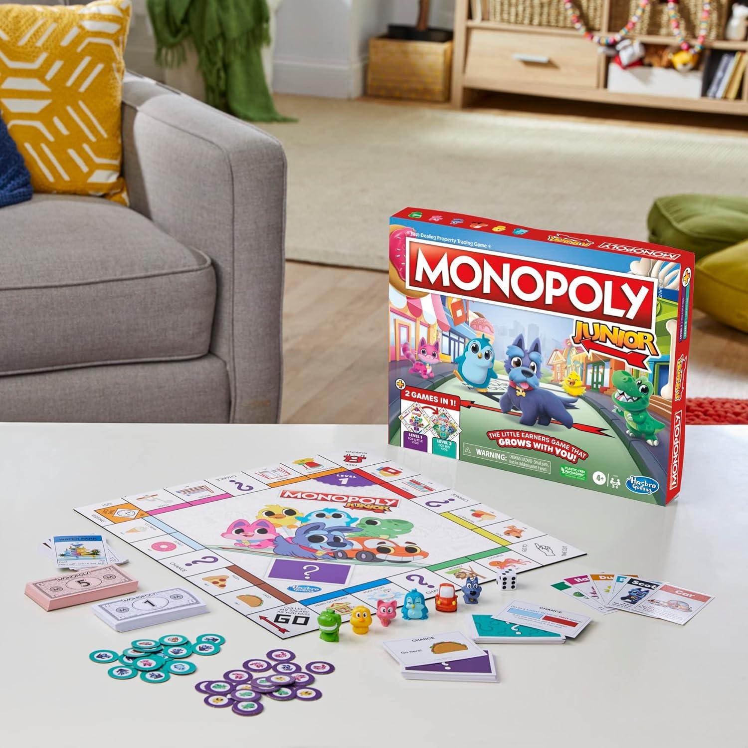 Juego de Mesa Monopoly Junior Hasbro 2 en 1 para Niños 4+