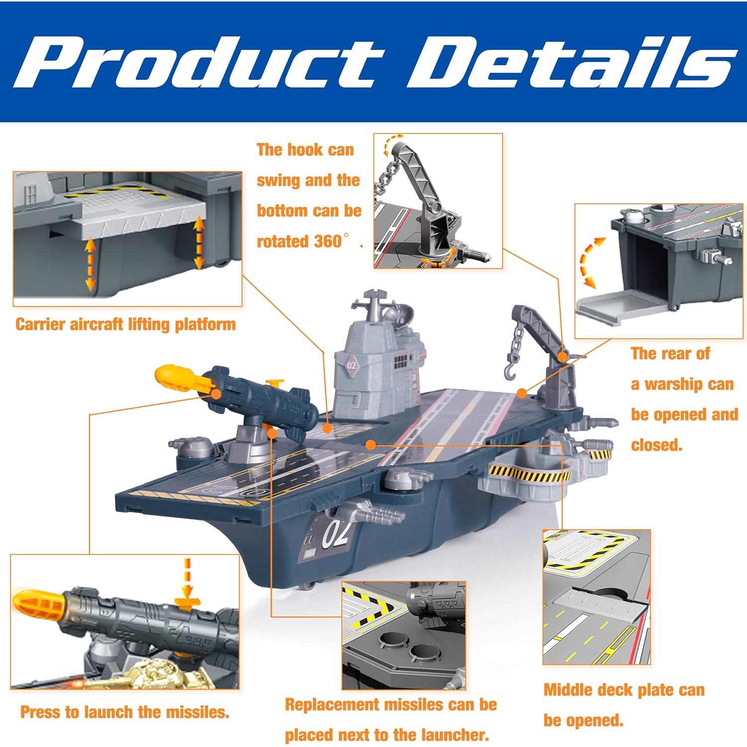 Juguete Portaaviones Militar XDUOYJOY con 10 Vehículos y Figuras