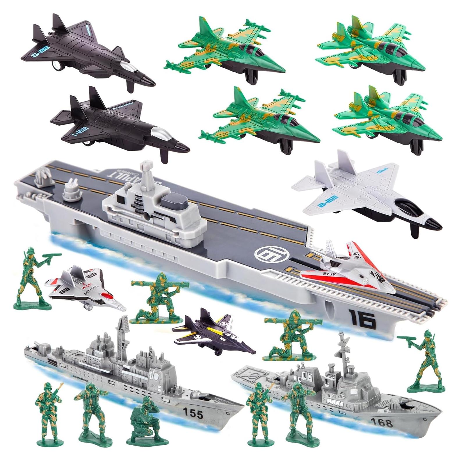 Juego de Portaaviones 3 Nutrias con Aviones de Combate 27PCS