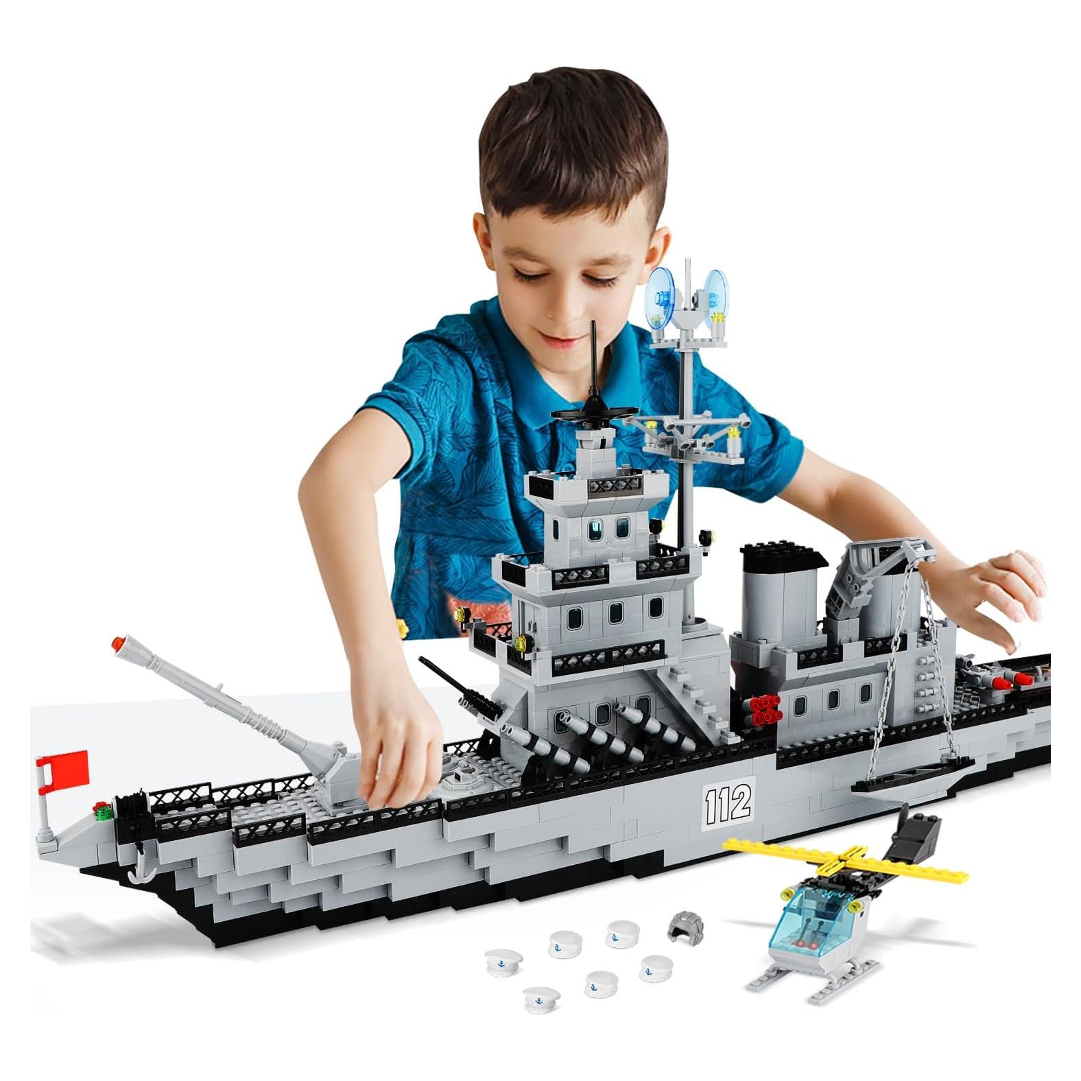 Juego de Bloques de Construcción Acorazado Militar 910 Piezas