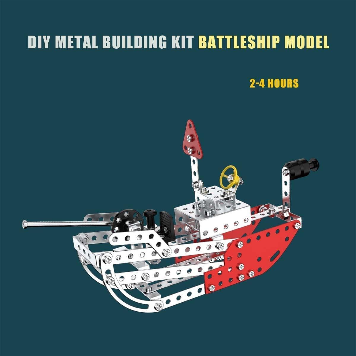 Kit de Construcción 2 en 1 UMESEE Barco de Guerra y Jet Metal