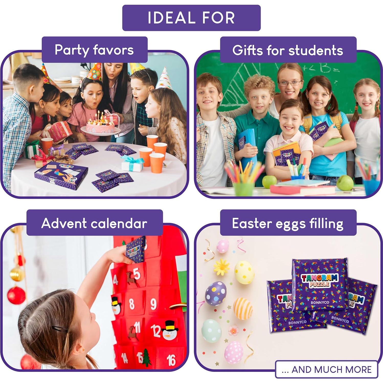 Paquete de 30 Rompecabezas Tangram de Madera para Niños