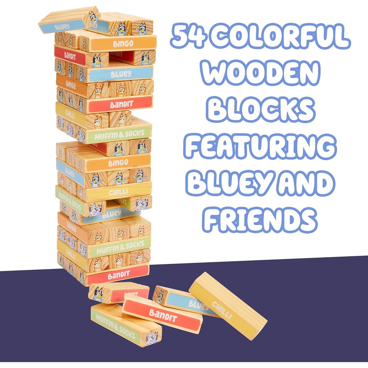 Juego de Apilamiento de Madera Bluey con 54 Bloques Coloridos