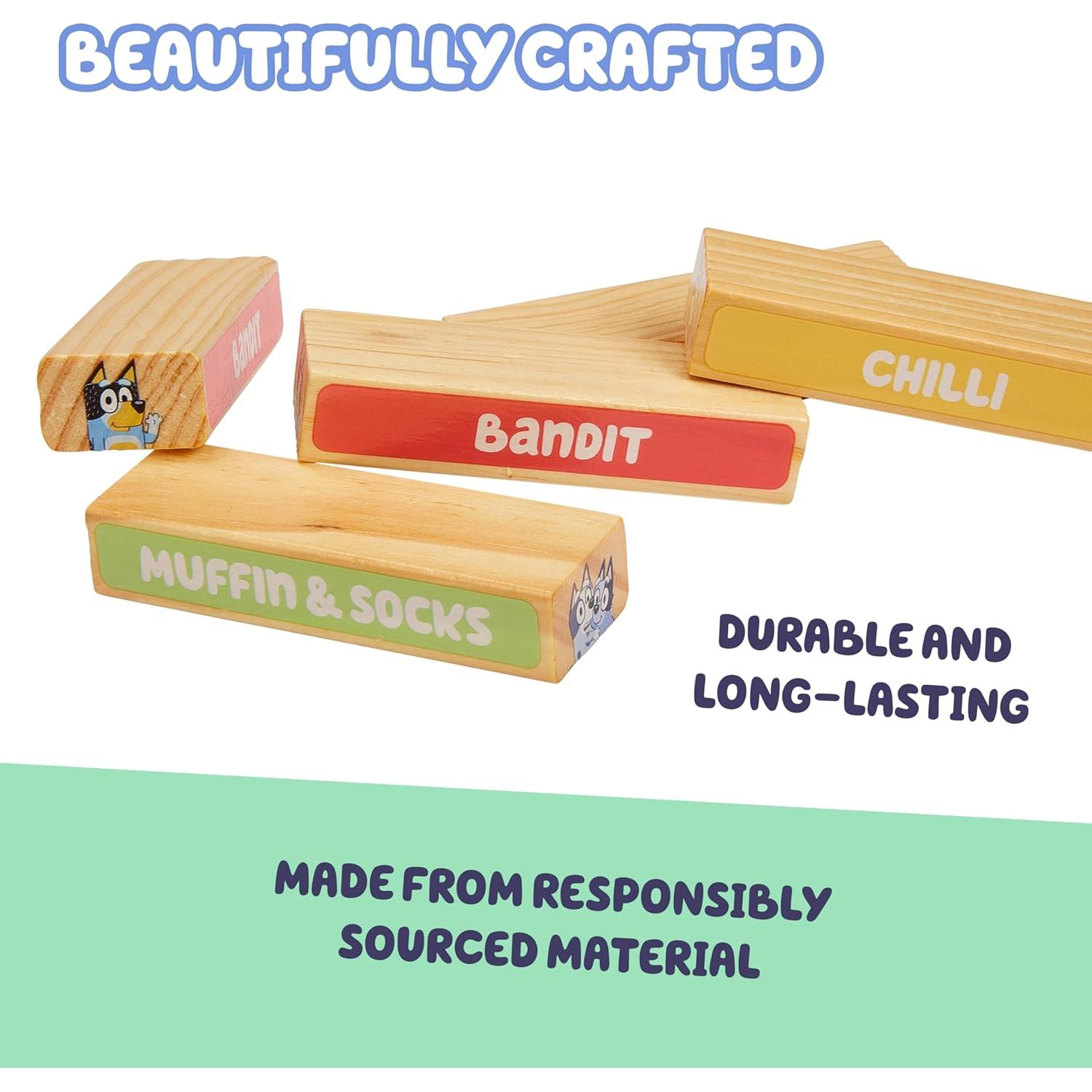 Juego de Apilamiento de Madera Bluey con 54 Bloques Coloridos