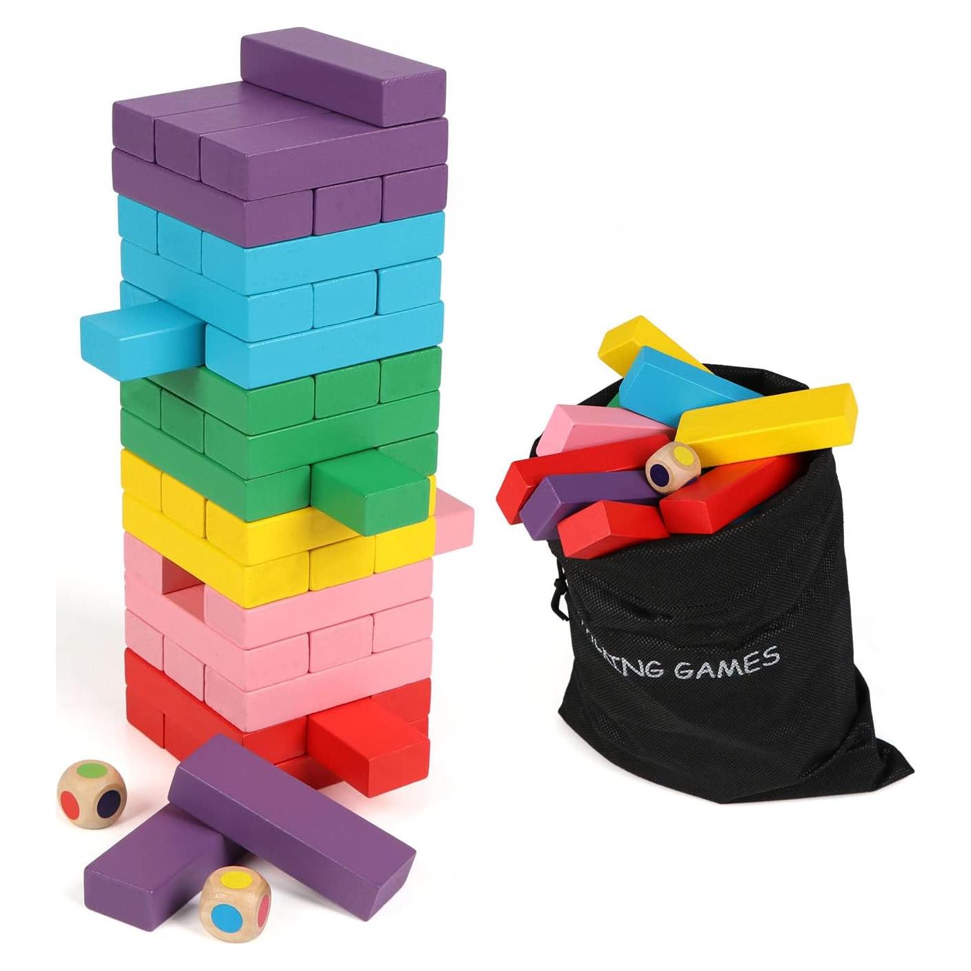 Juego de Bloques de Madera Apilables Canuan 48PCS Coloridos