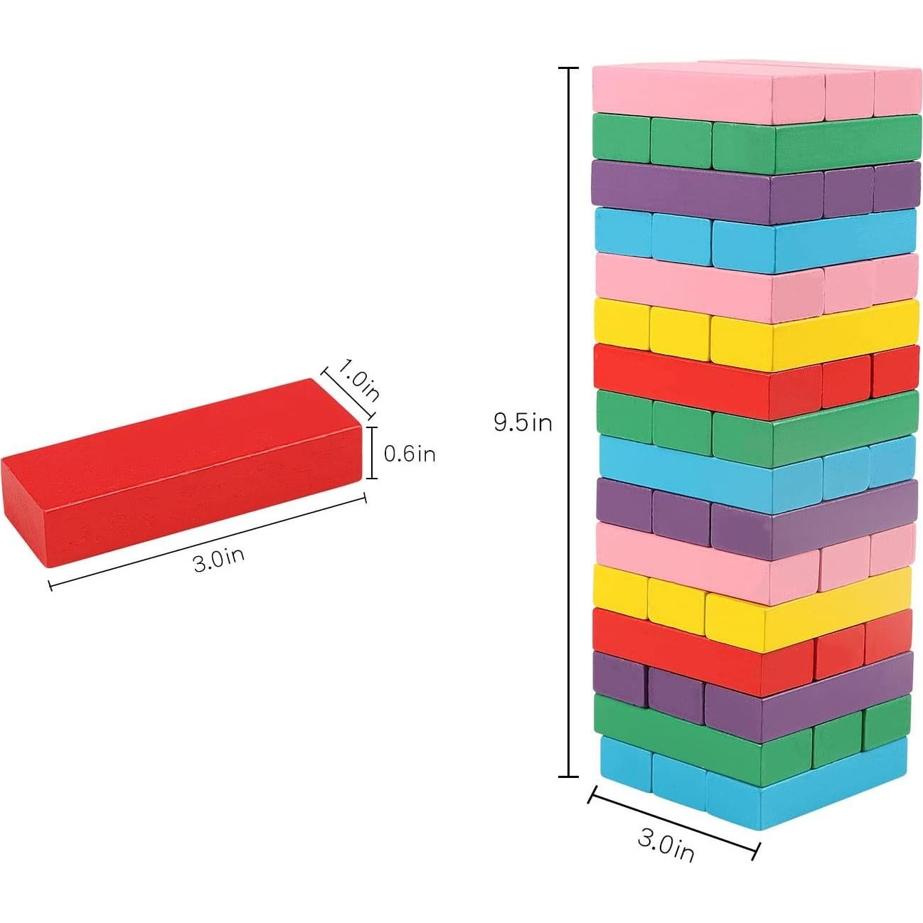 Juego de Bloques de Madera Apilables Canuan 48PCS Coloridos