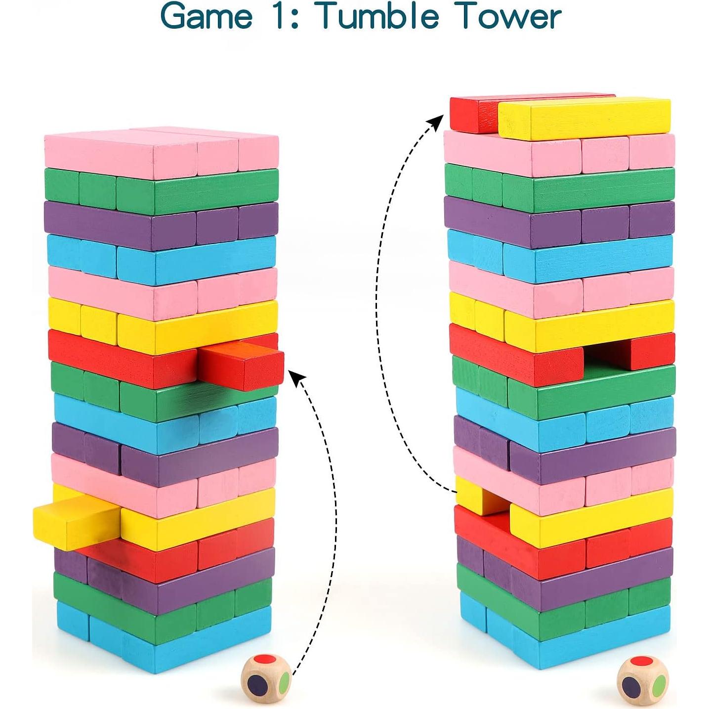 Juego de Bloques de Madera Apilables Canuan 48PCS Coloridos