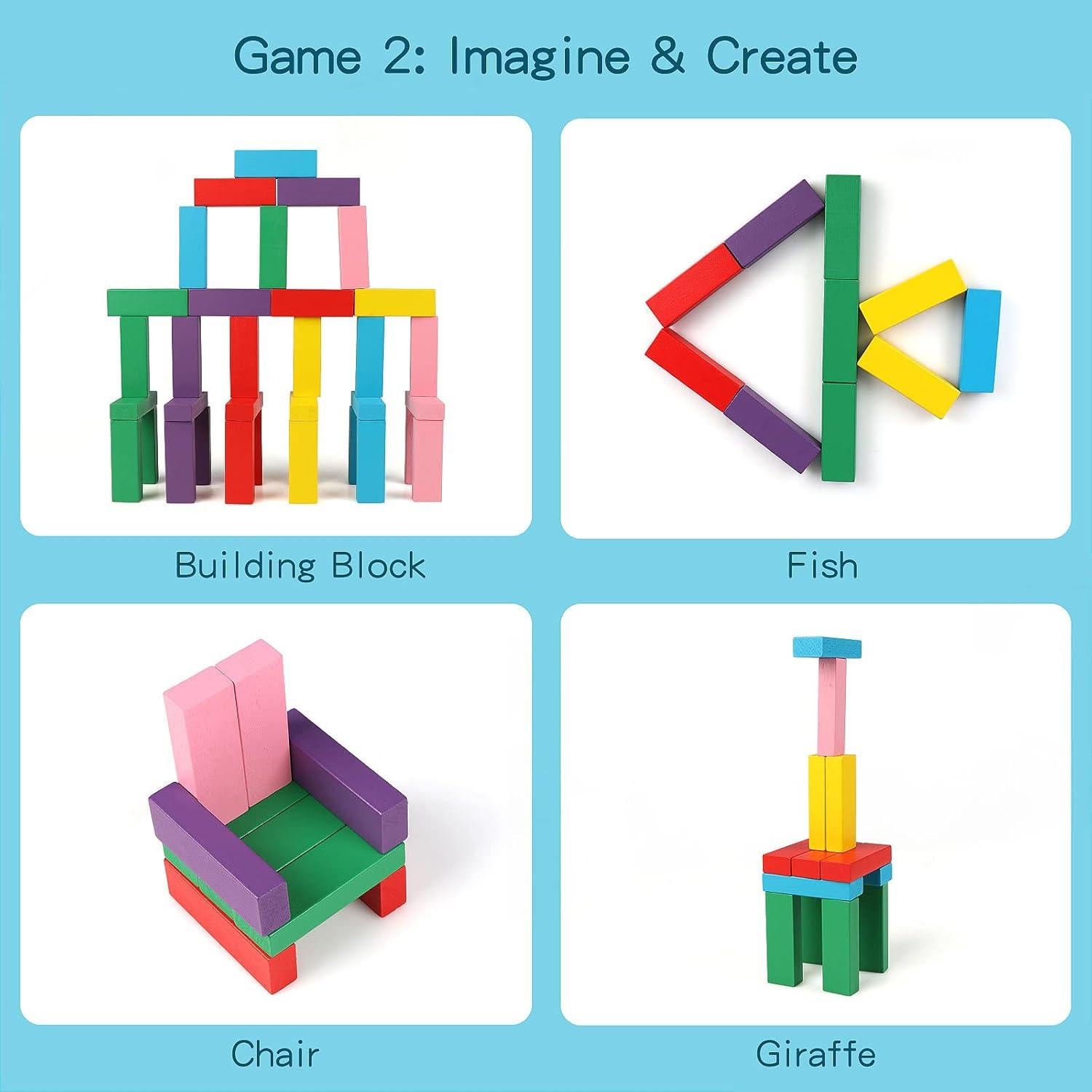 Juego de Bloques de Madera Apilables Canuan 48PCS Coloridos