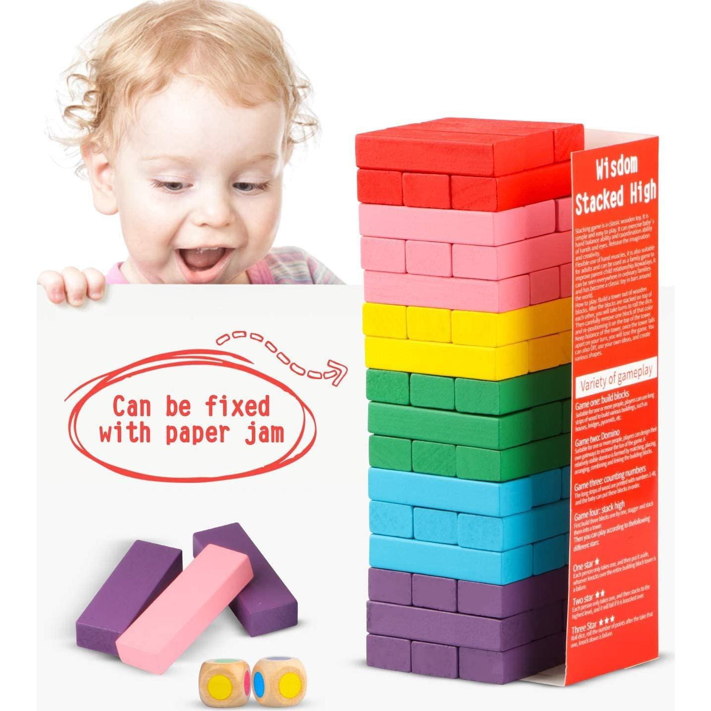 Juego de Bloques de Madera Apilables Canuan 48PCS Coloridos