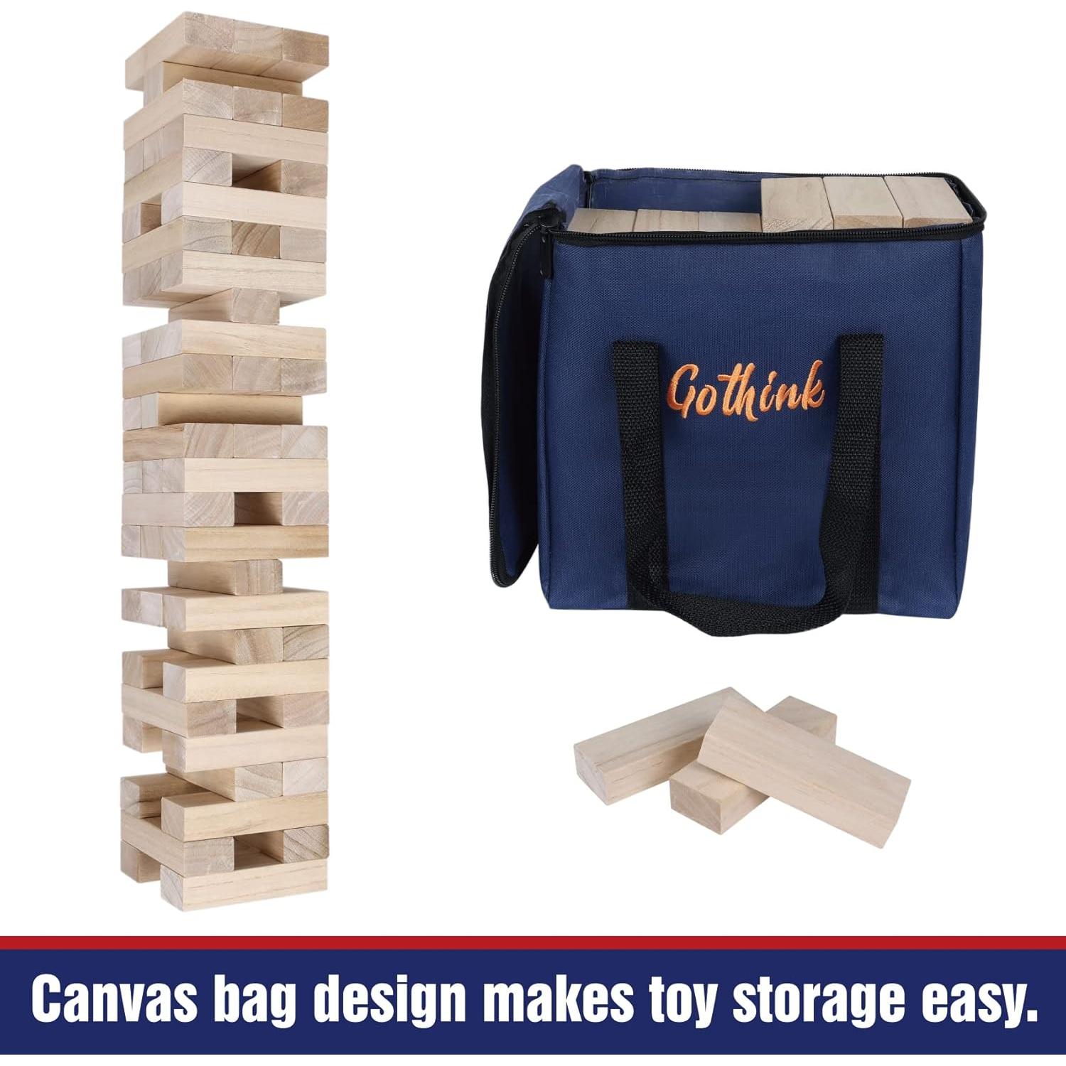 Juego de Torre de Caída Gigante GOTHINK 60 Piezas Madera 96.5 cm