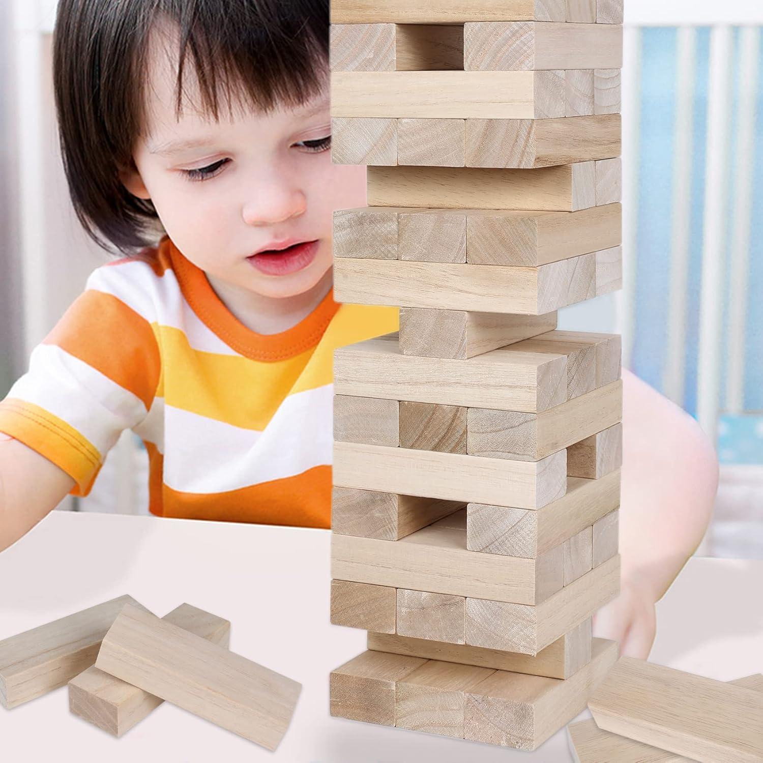 Juego de Torre de Caída Gigante GOTHINK 60 Piezas Madera 96.5 cm