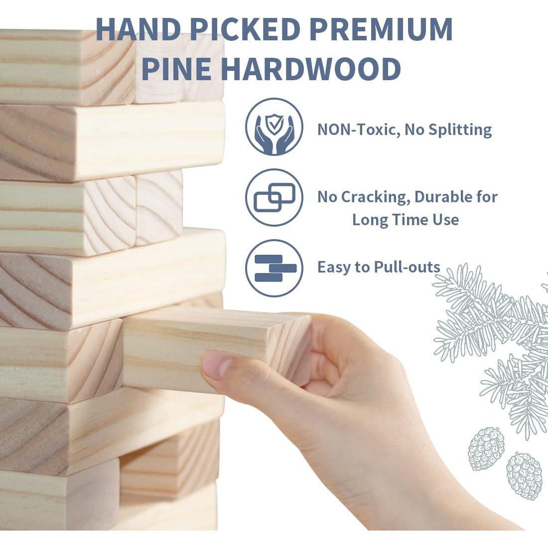 Juego de Torre Invertida Gigante MEGWOZ 57 Bloques Madera 128 cm