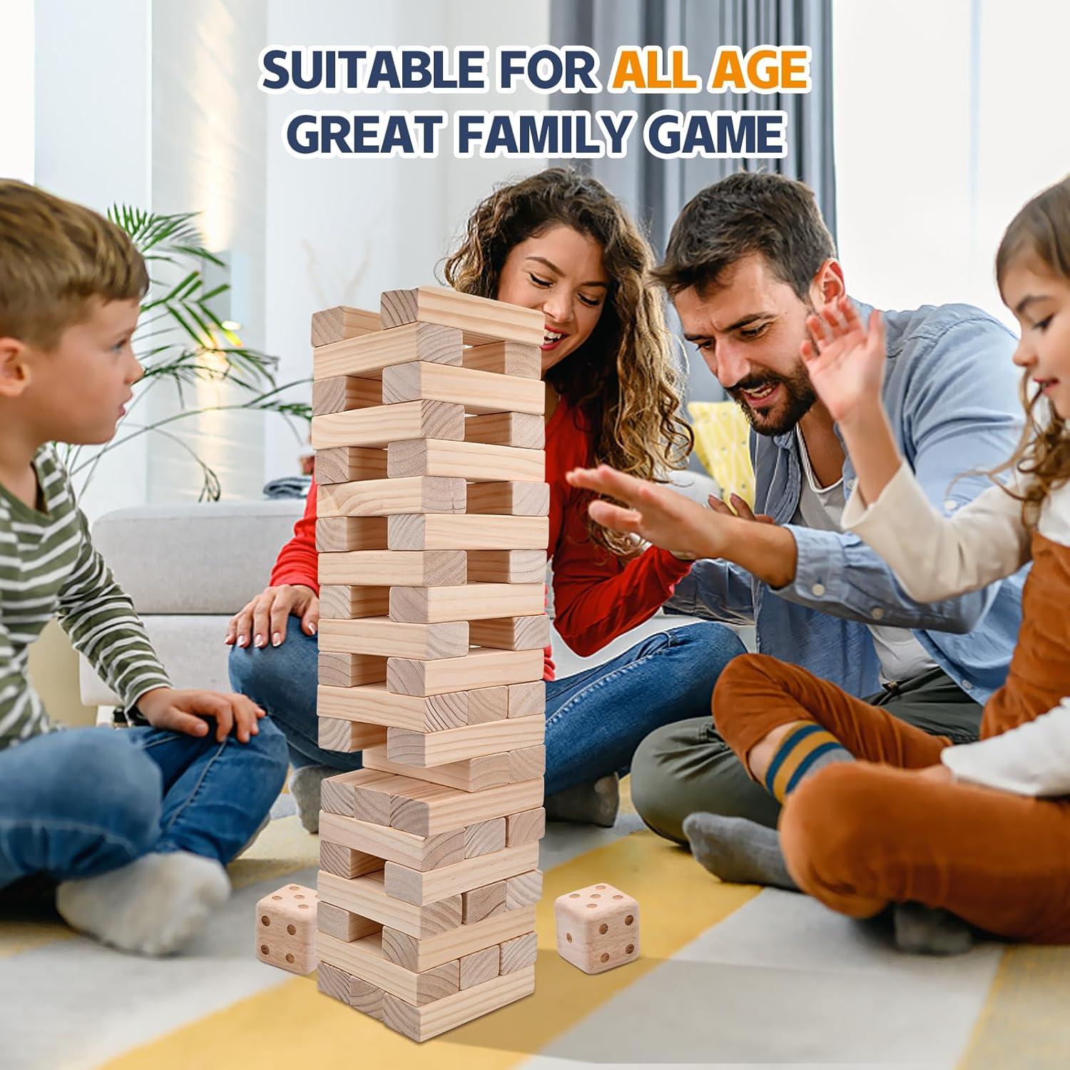 Juego de Torre Invertida Gigante MEGWOZ 57 Bloques Madera 128 cm