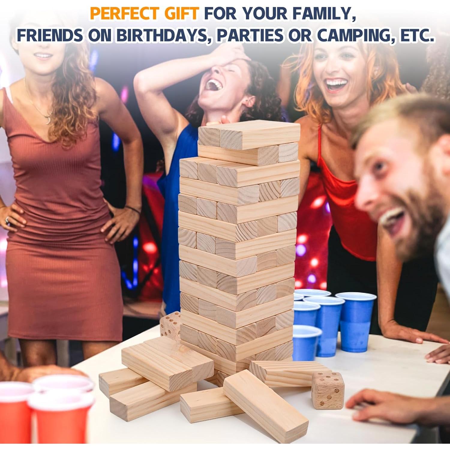 Juego de Torre Invertida Gigante MEGWOZ 57 Bloques Madera 128 cm