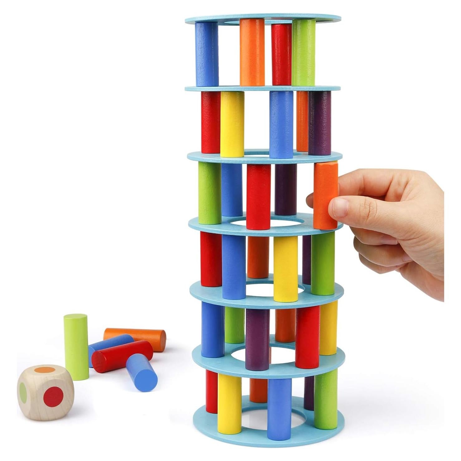 Juego de Apilamiento de Torre de Madera Coogam - 36 Bloques Coloridos