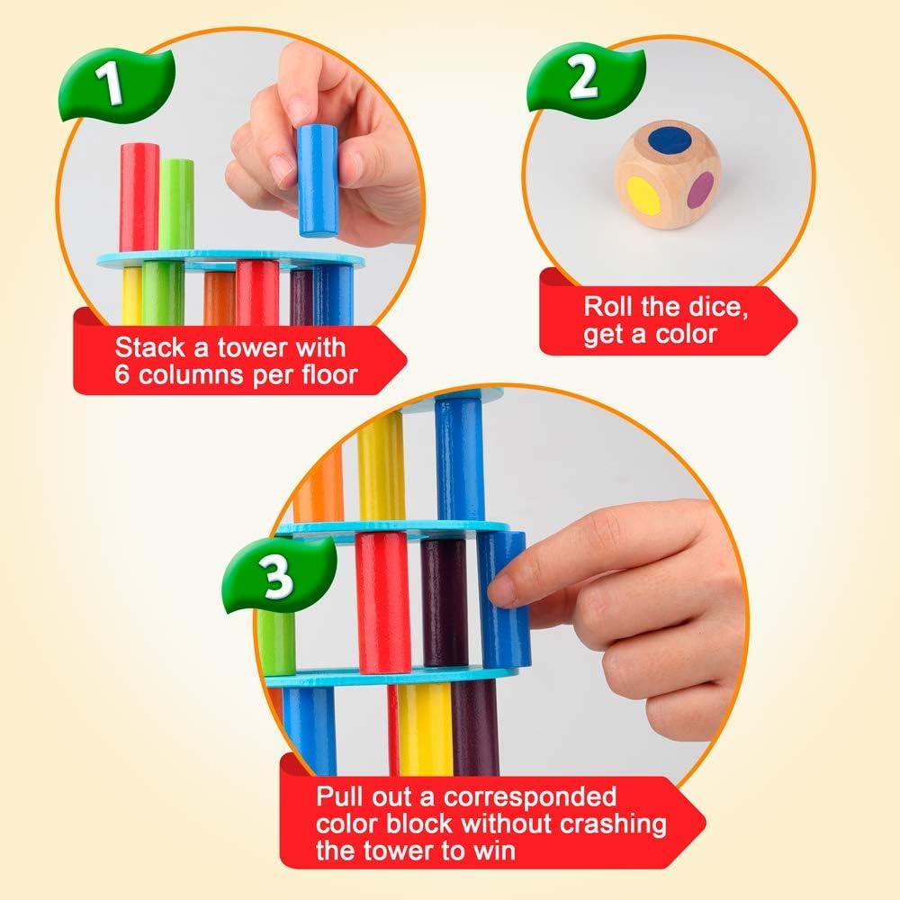 Juego de Apilamiento de Torre de Madera Coogam - 36 Bloques Coloridos