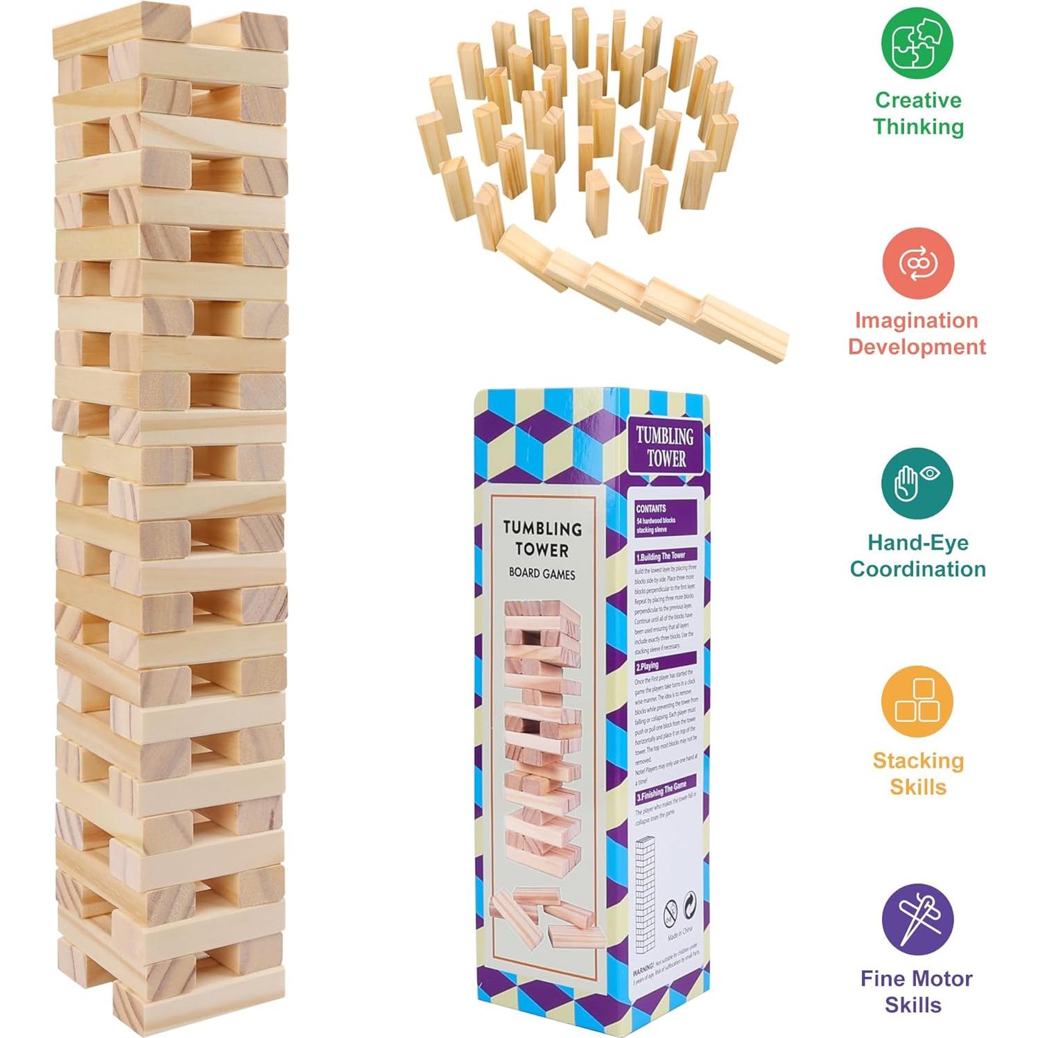 Juego de Apilamiento de Madera Offelec - 54 Piezas Educativo