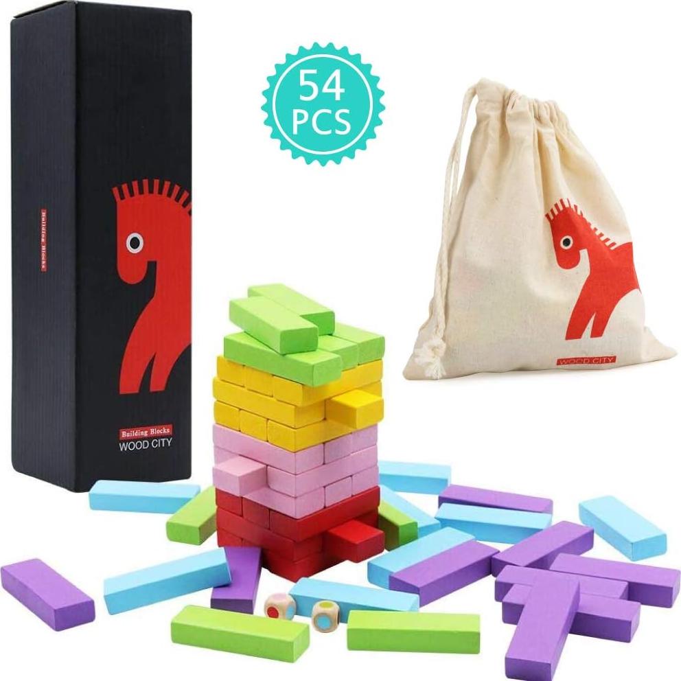 Juegos de Bloques Apilables de Madera Gentle Monster 54 Piezas
