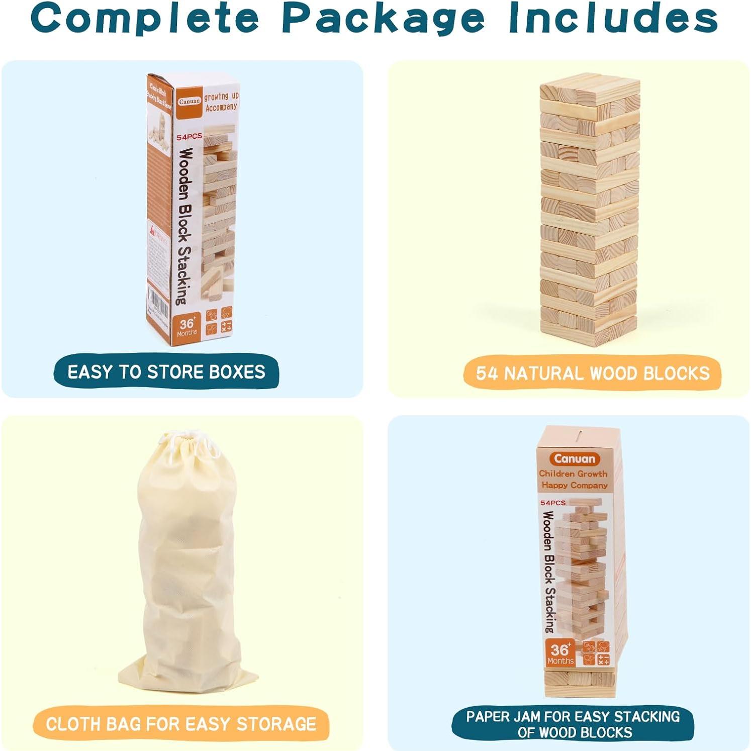 Juego de Bloques Apilables de Madera Canuan 54 Piezas