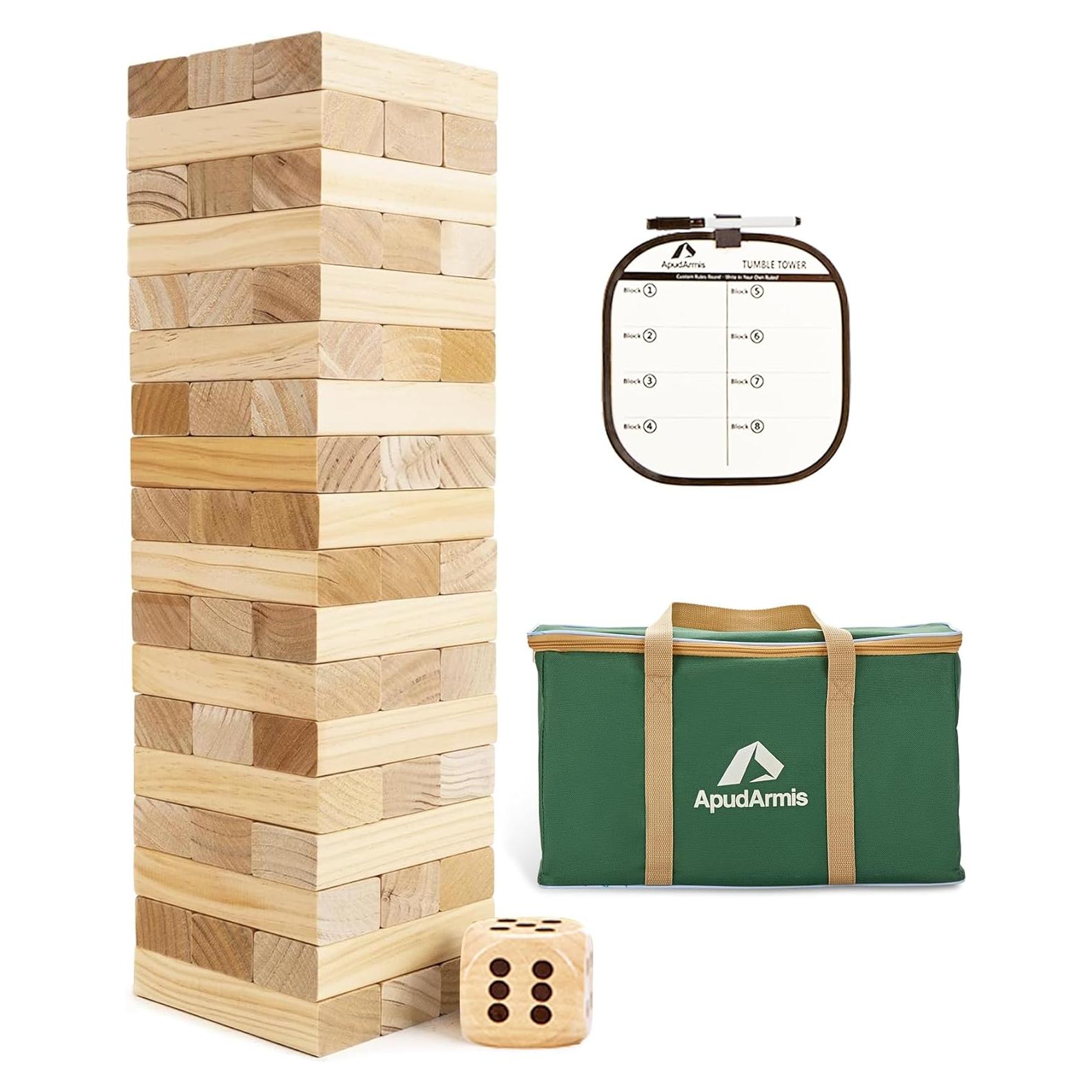 Juego de Torre de Caída Gigante ApudArmis 54 PCS Madera 4.2 pies