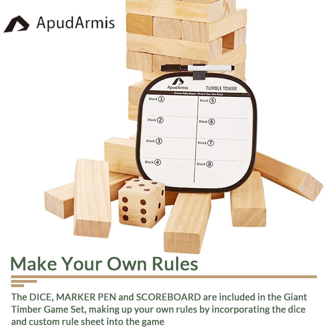 Juego de Torre de Caída Gigante ApudArmis 54 PCS Madera 4.2 pies