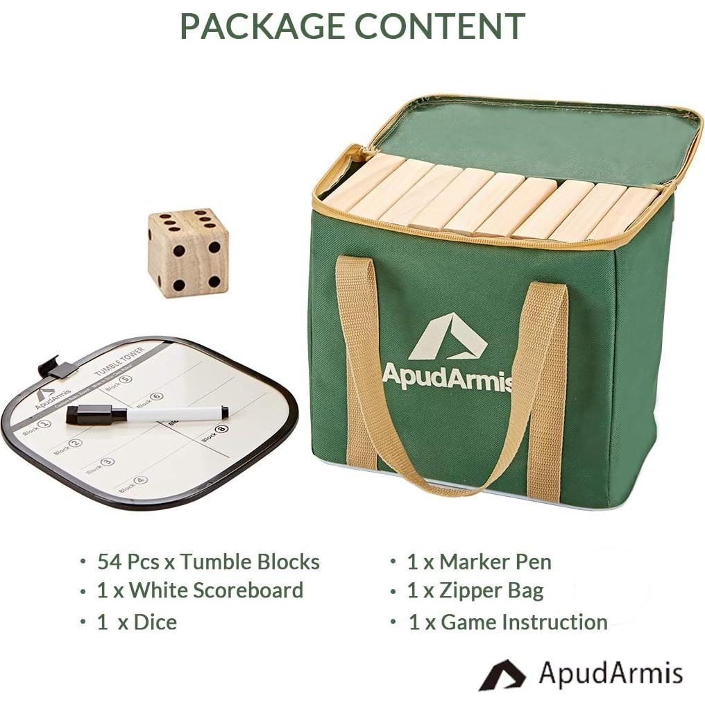 Juego de Torre de Caída Gigante ApudArmis 54 PCS Madera 4.2 pies