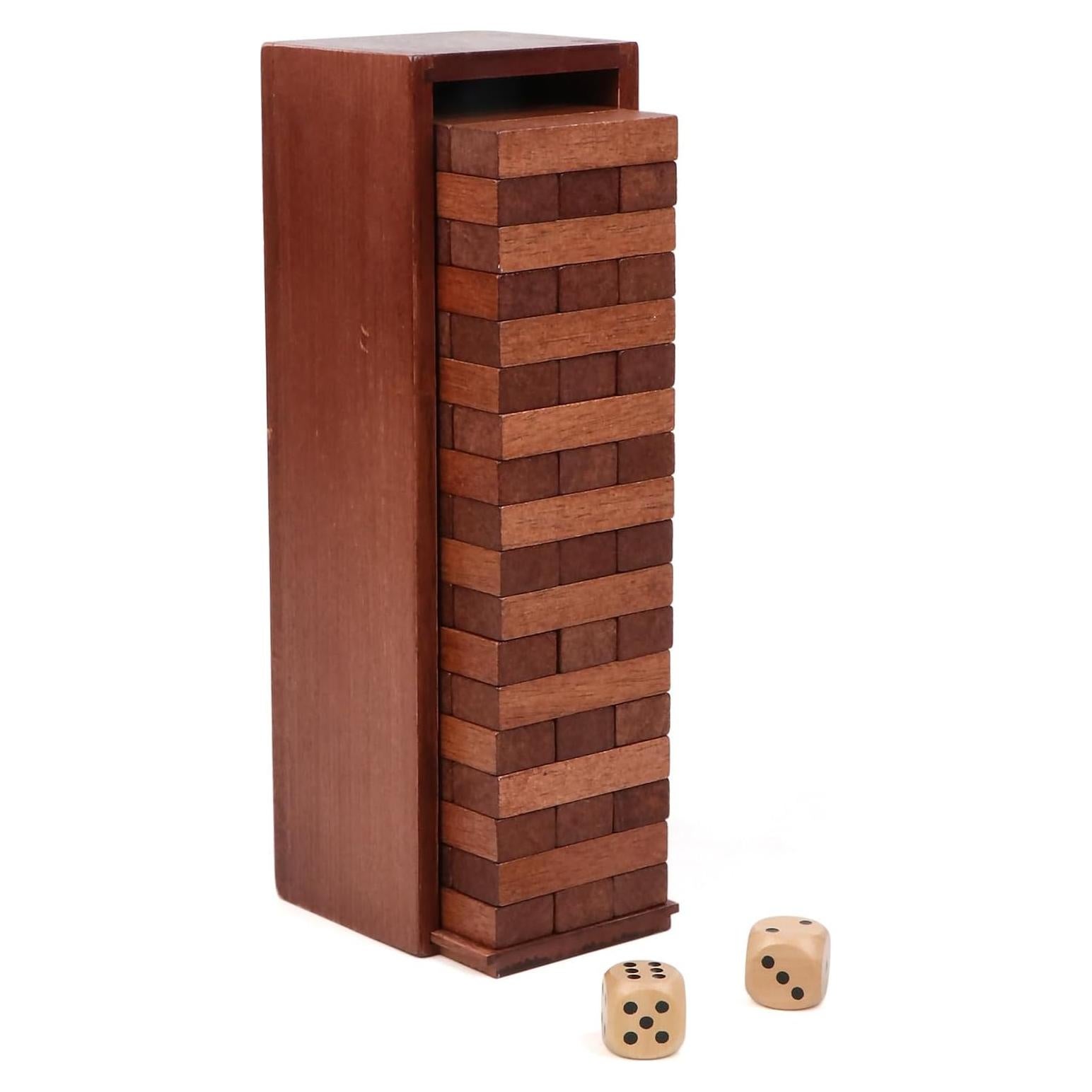 Juego de Torre de Caída de Madera Canuan 54 Piezas con Dados