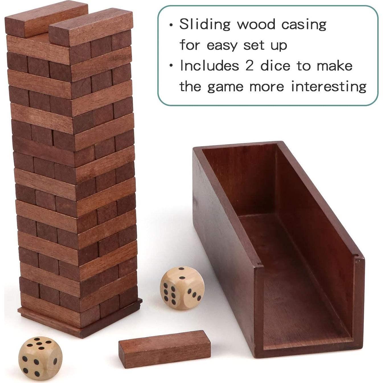 Juego de Torre de Caída de Madera Canuan 54 Piezas con Dados