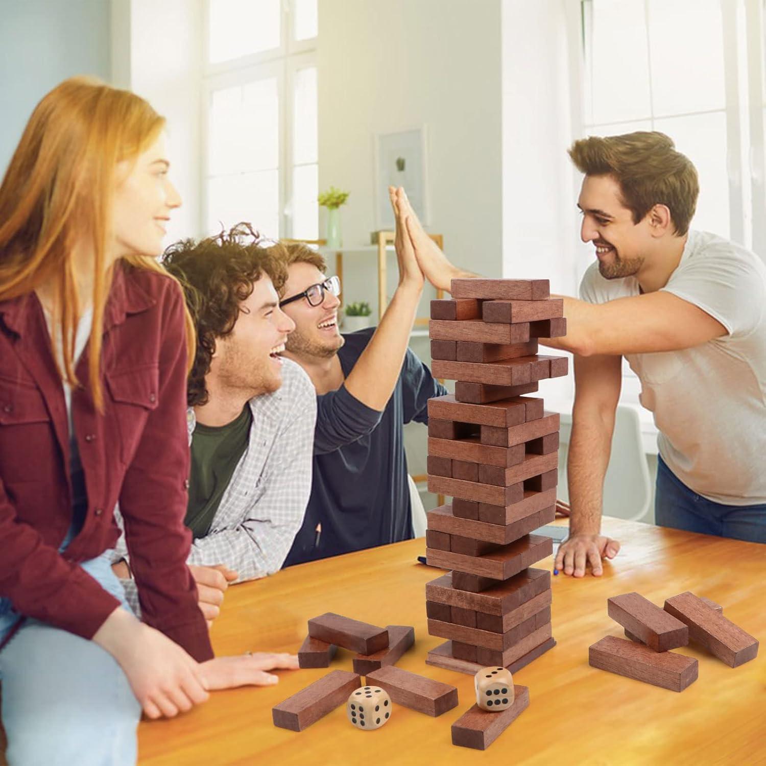 Juego de Torre de Caída de Madera Canuan 54 Piezas con Dados