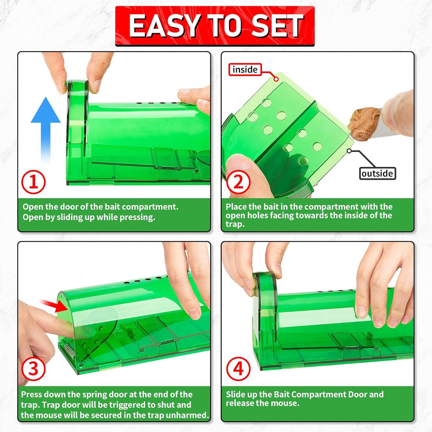 Trampas Humanas para Ratones LULUCATCH 2 Unidades Verde