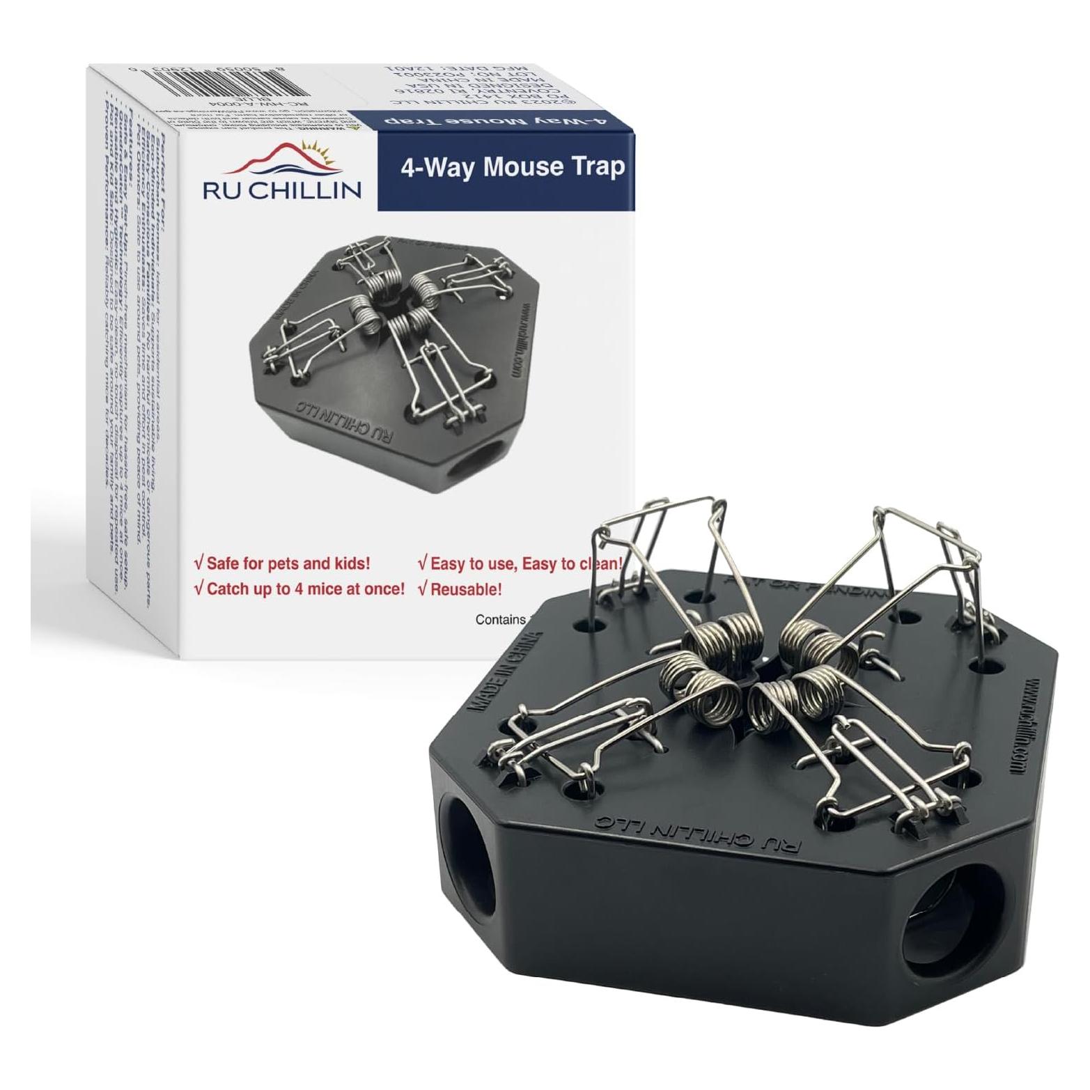 Trampa de Ratones Reutilizable RU CHILLIN - 4 en 1, Segura para Mascotas