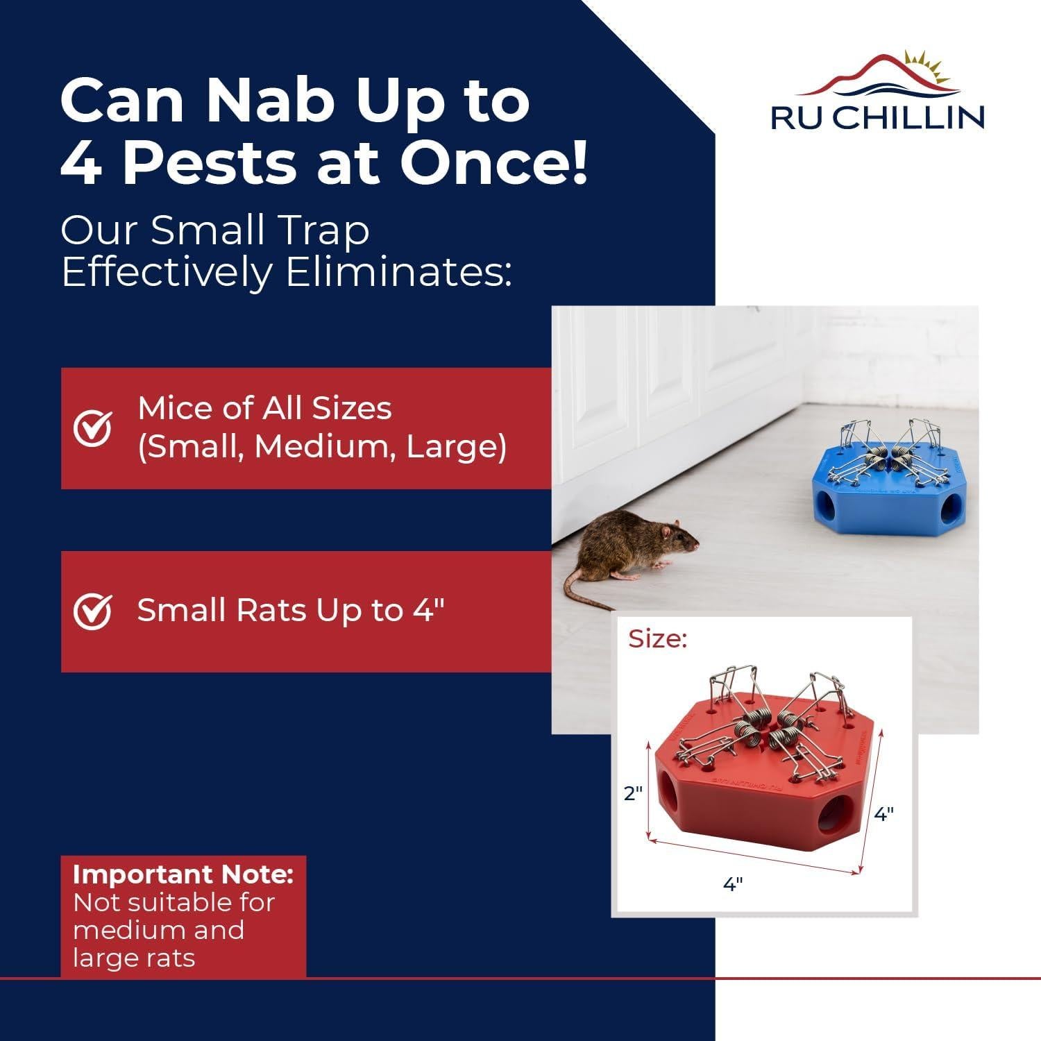 Trampa de Ratones Reutilizable RU CHILLIN - 4 en 1, Segura para Mascotas