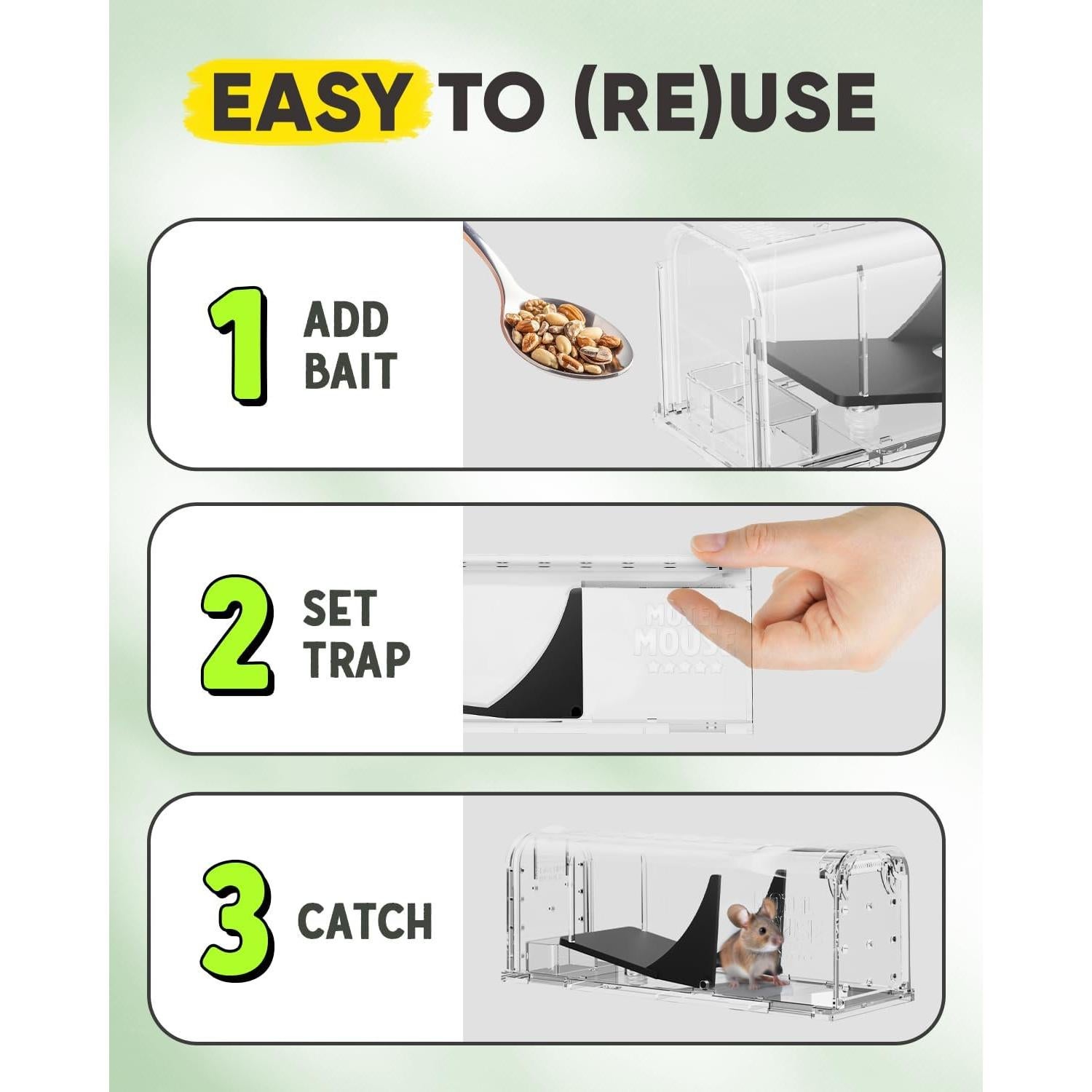 Trampas Humanas para Ratones Motelmouse 4 Unidades Reutilizables