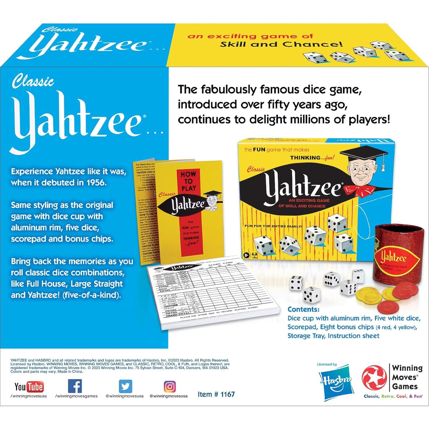 Juego de Dados Yahtzee Clásico Winning Moves 5 Dados y Copa