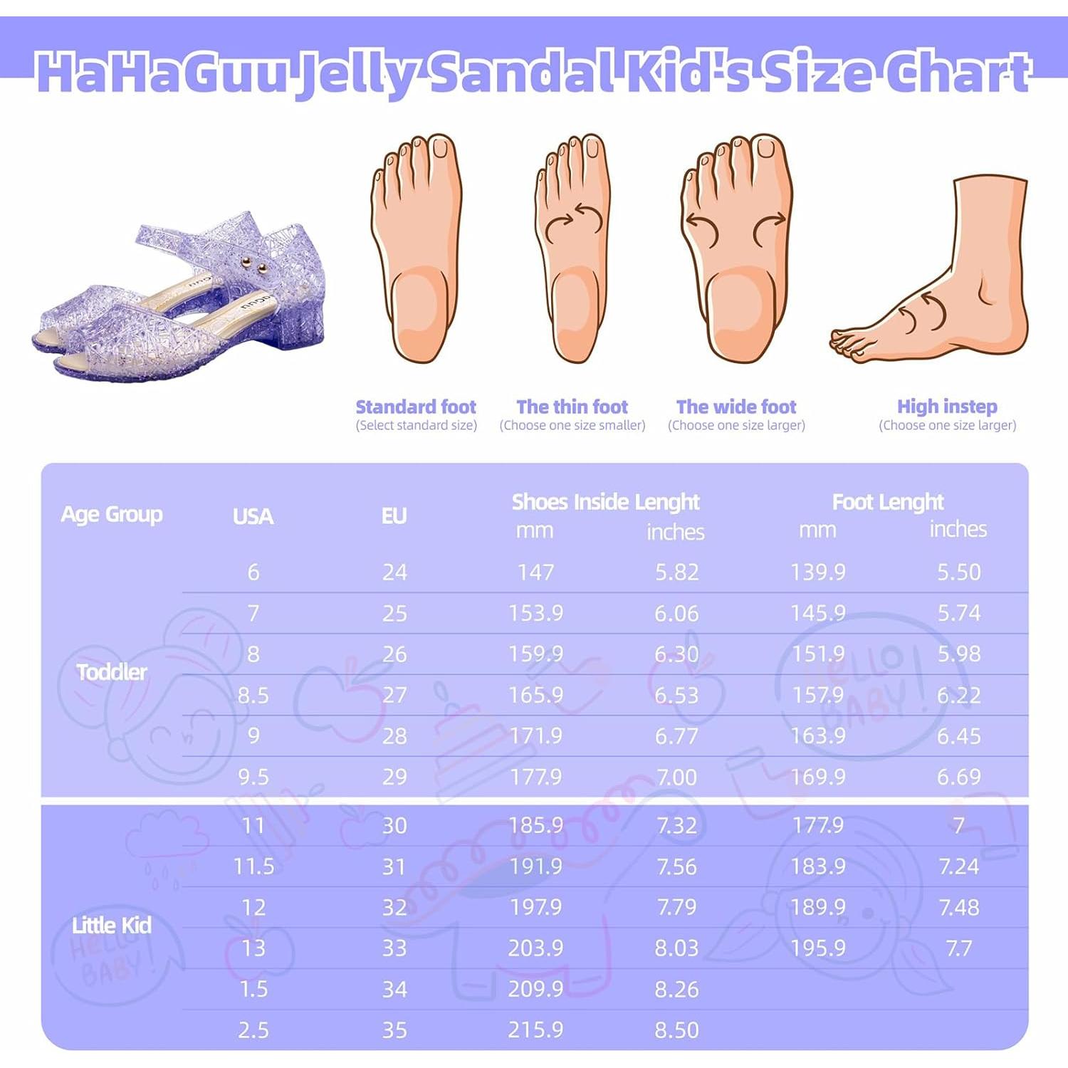 Zapatos de Gel Princesa HaHaGuu Lila Tacón Bajo 3,05 cm