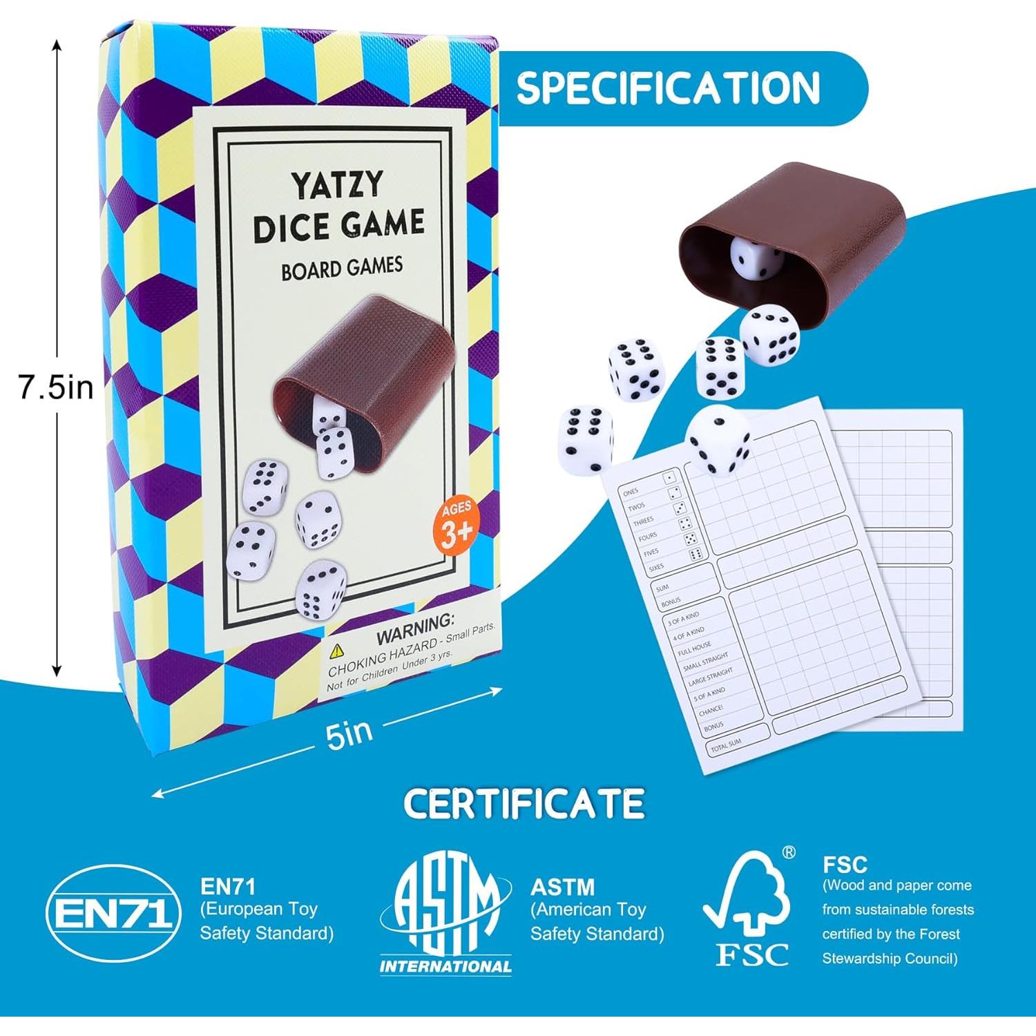 Juego de Dados Clásico Offelec - 6 Dados, 125 Hojas, 2-6 Jugadores