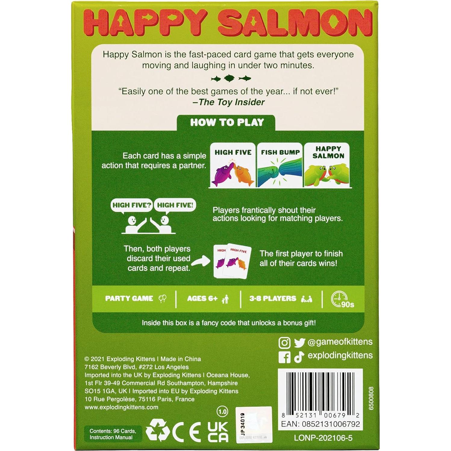 Juego de Cartas Salmón Feliz Exploding Kittens - 3-8 Jugadores