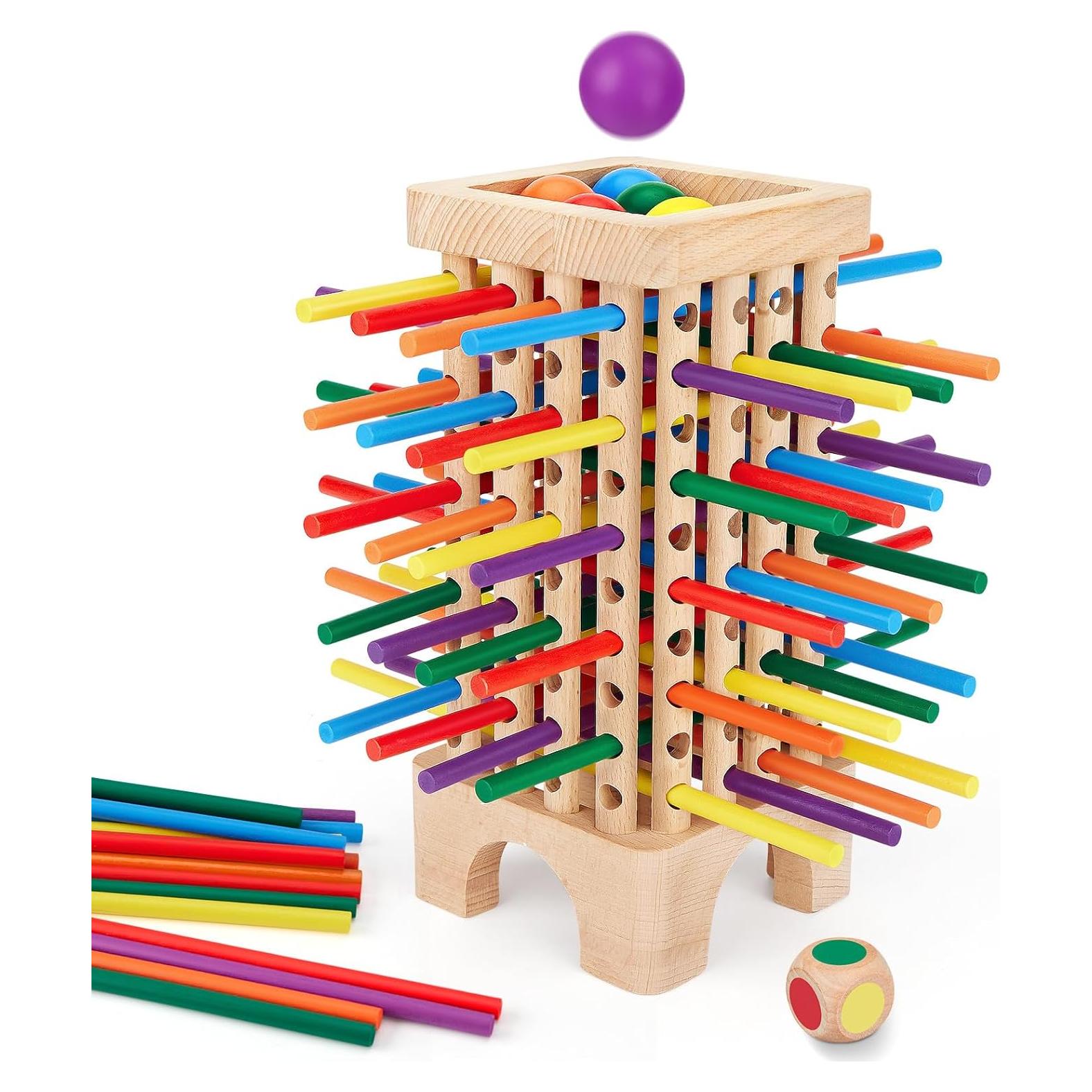 Juego de Mesa Montessori de Madera con Dados - 42 Palitos