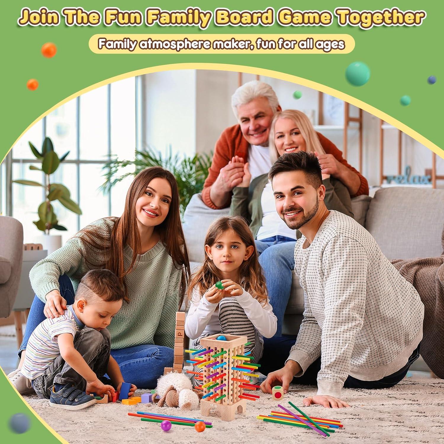 Juego de Mesa Montessori de Madera con Dados - 42 Palitos