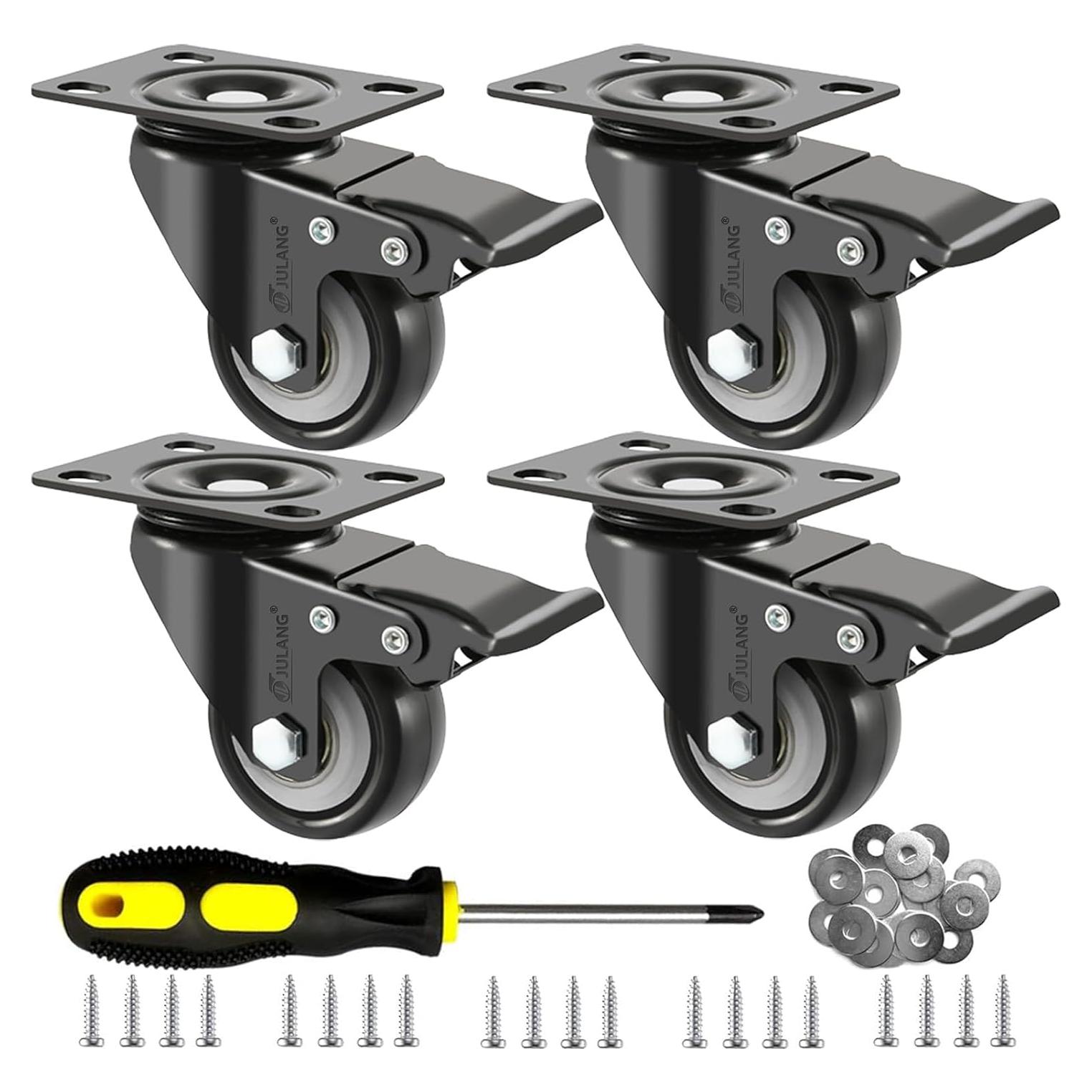 Ruedas Caster Julang 5.08cm con Freno y Bloqueo para Muebles