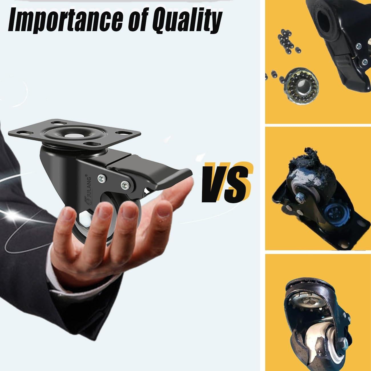 Ruedas Caster Julang 5.08cm con Freno y Bloqueo para Muebles