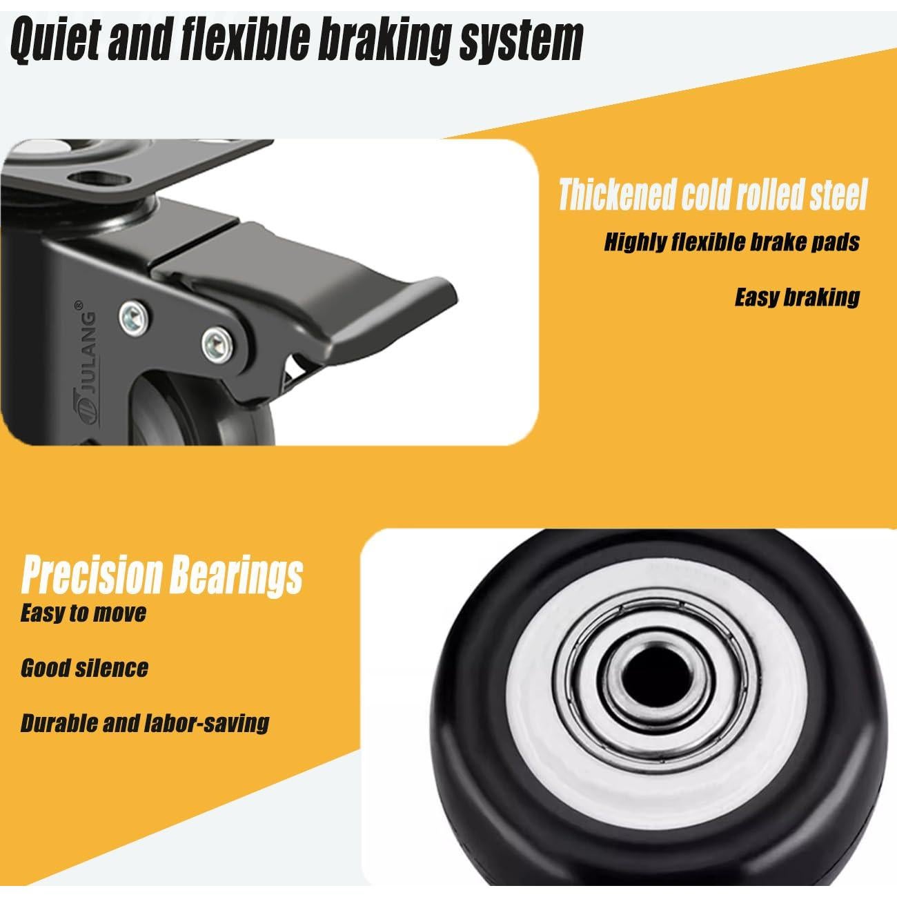 Ruedas Caster Julang 5.08cm con Freno y Bloqueo para Muebles