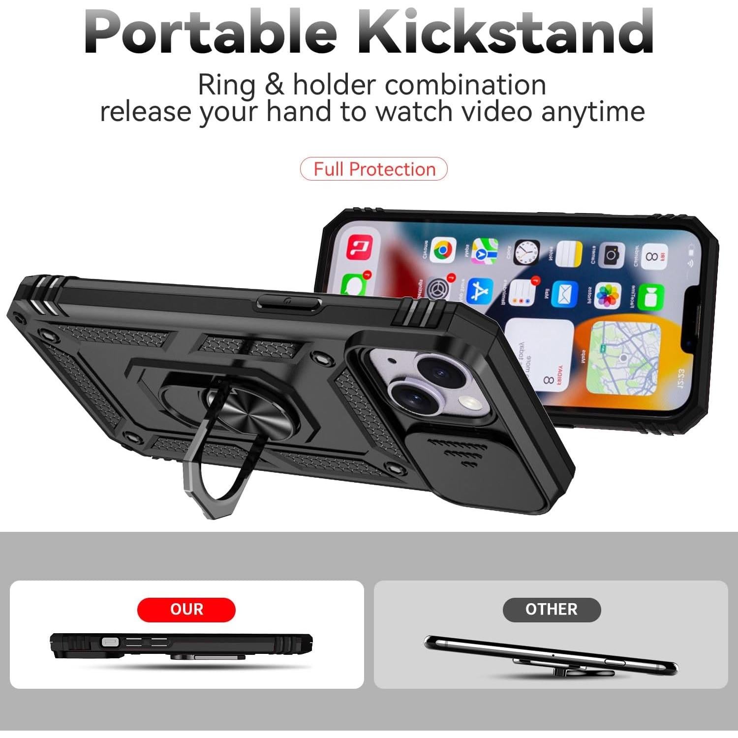 Funda SunStory para iPhone 14 Plus con Soporte y Protección HD