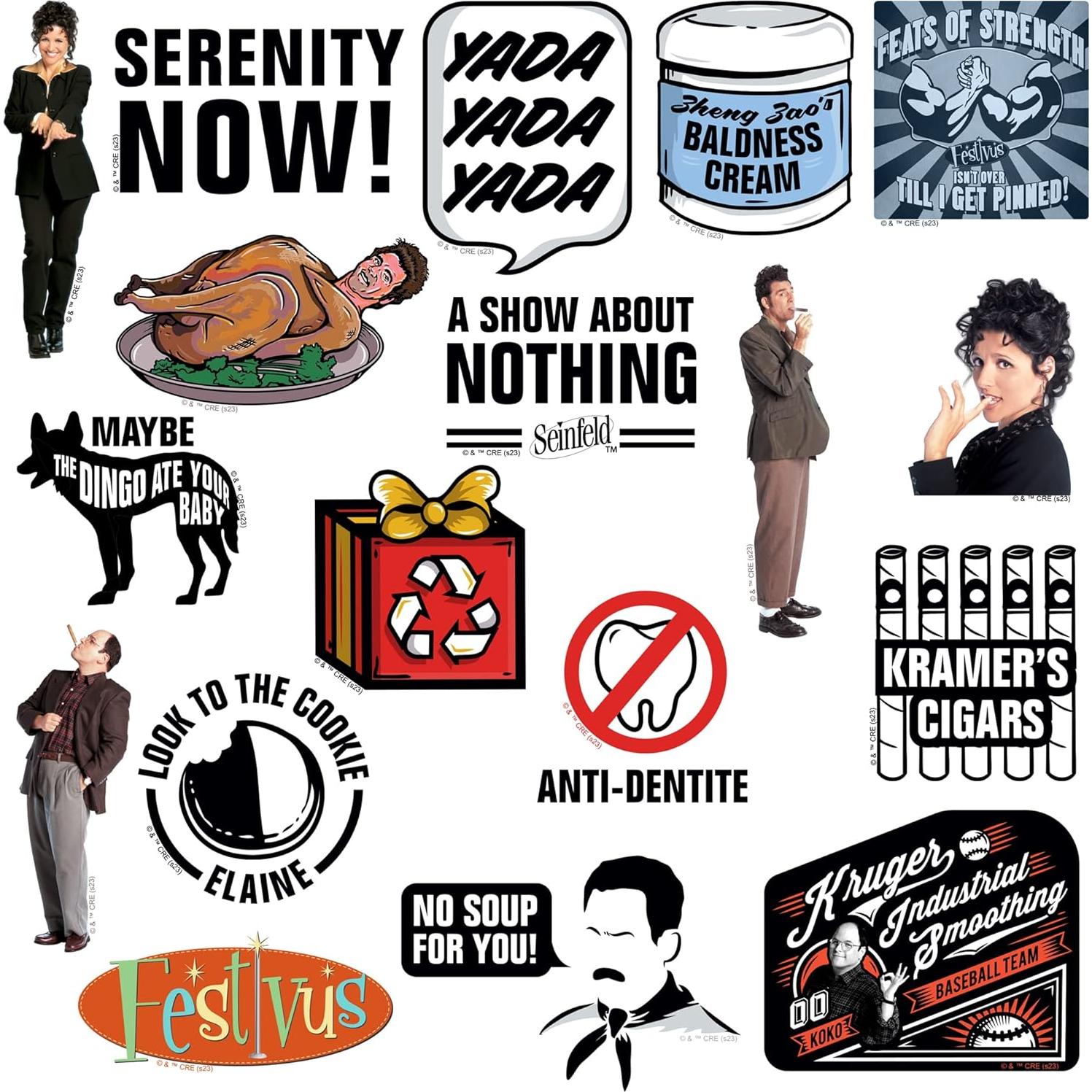 Set de 50 Stickers Deluxe de Vinilo Seinfeld - Para Laptop y Más