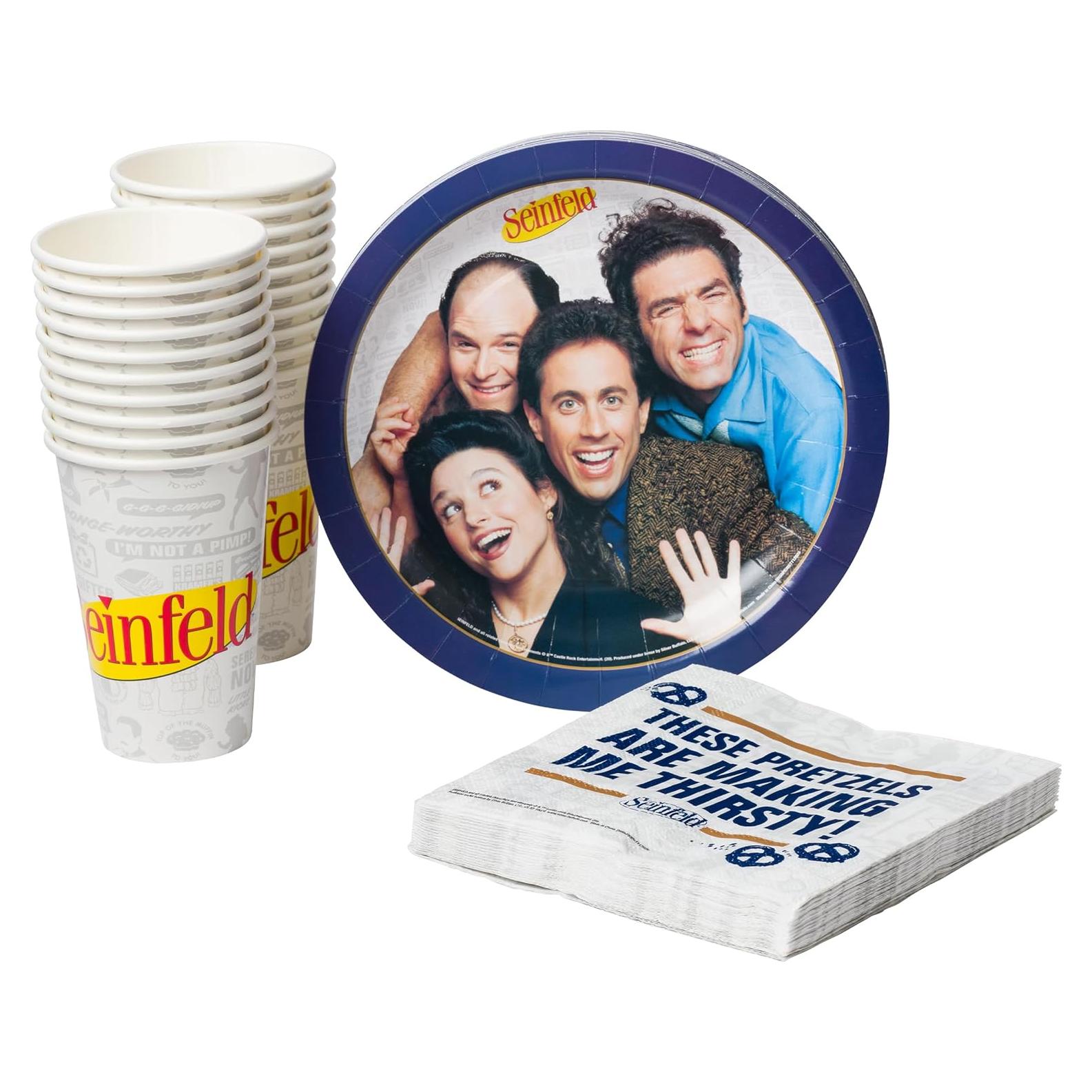 Set de Fiesta Seinfeld 60 Piezas Silver Buffalo - Platos, Vasos y Servilletas